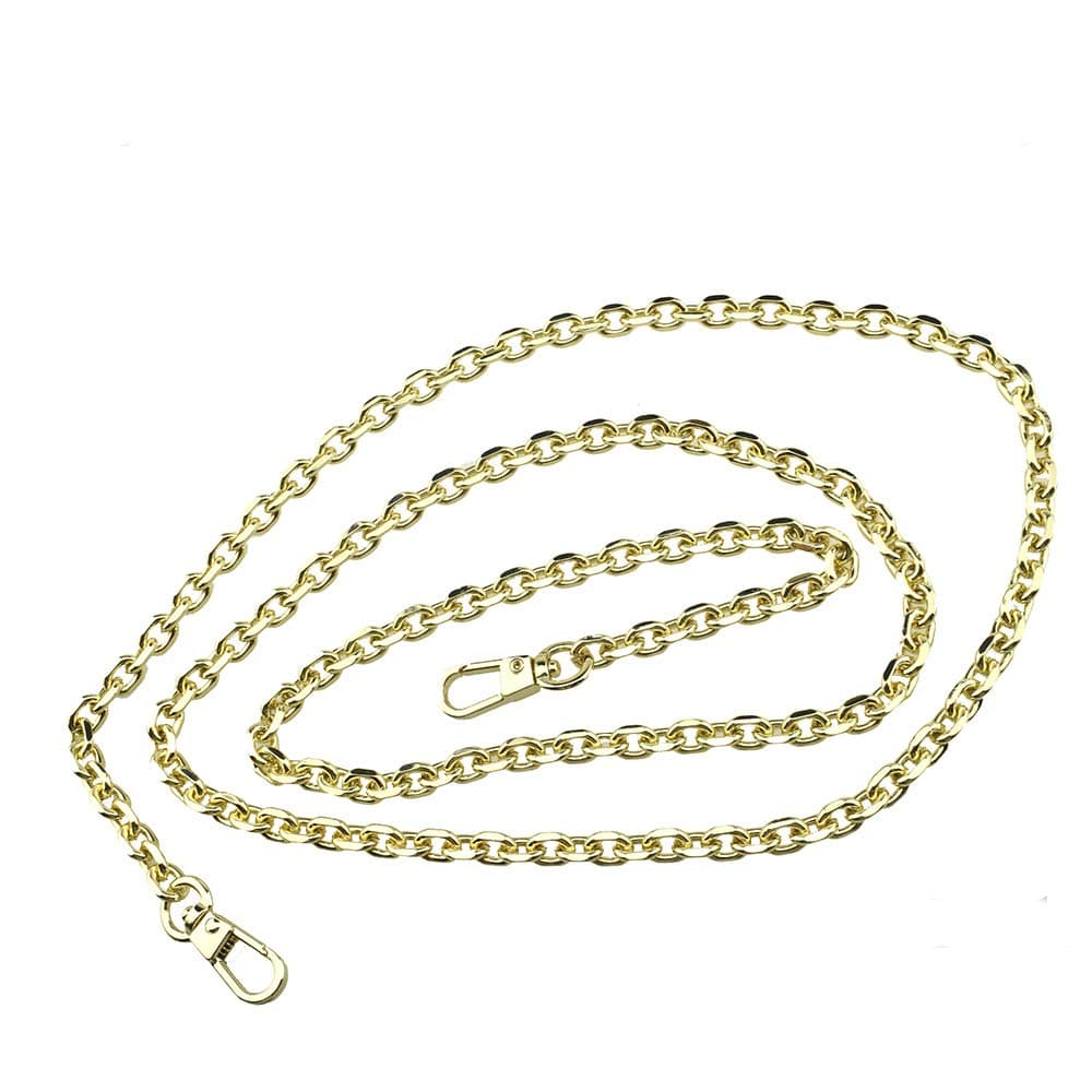 Mini Pochette Purse Chain Strap Thin Wide 6mm for LV Length 43.3 inches Thick 2mm Shiny Light Gold for Shoulder Cross Body Sling Handbag Wallet Clutch Comfortable Flat Metal Strap 1 Pack