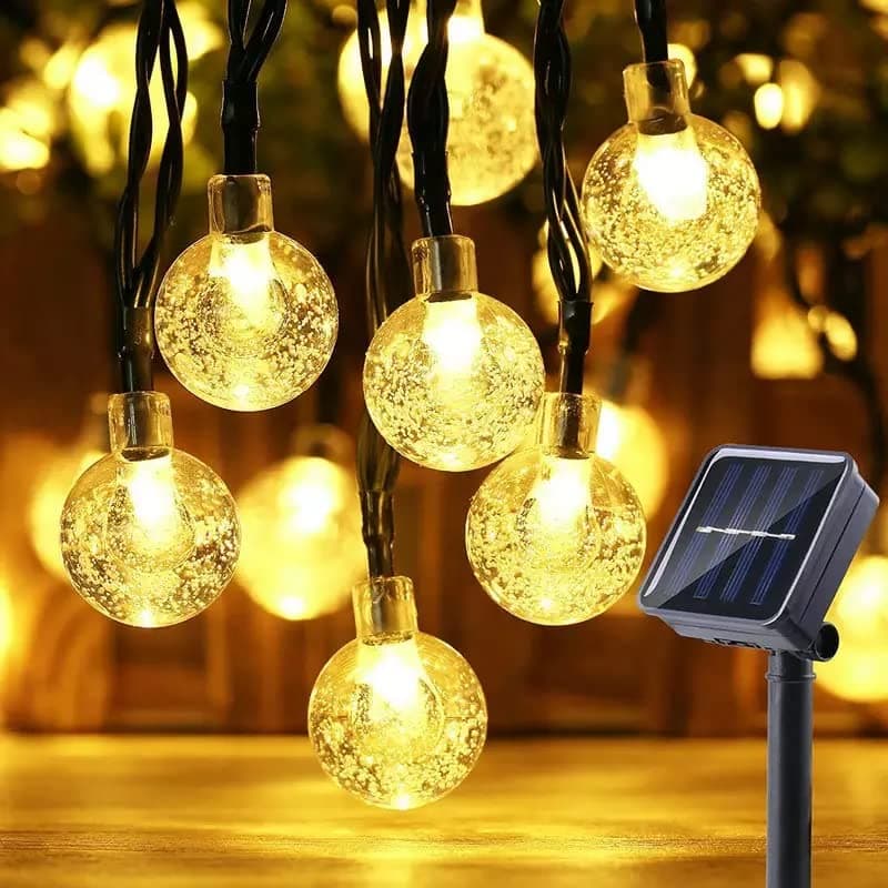 MOONCEE Solar String Lights Outdoor Waterproof, 30 LED Decorative Lighting, 6M Crystal Ball Light With Lighting Modes For Garden, Home, Café, Lawn, Wedding, Patio, Party, Commercial Décor (Warm White)