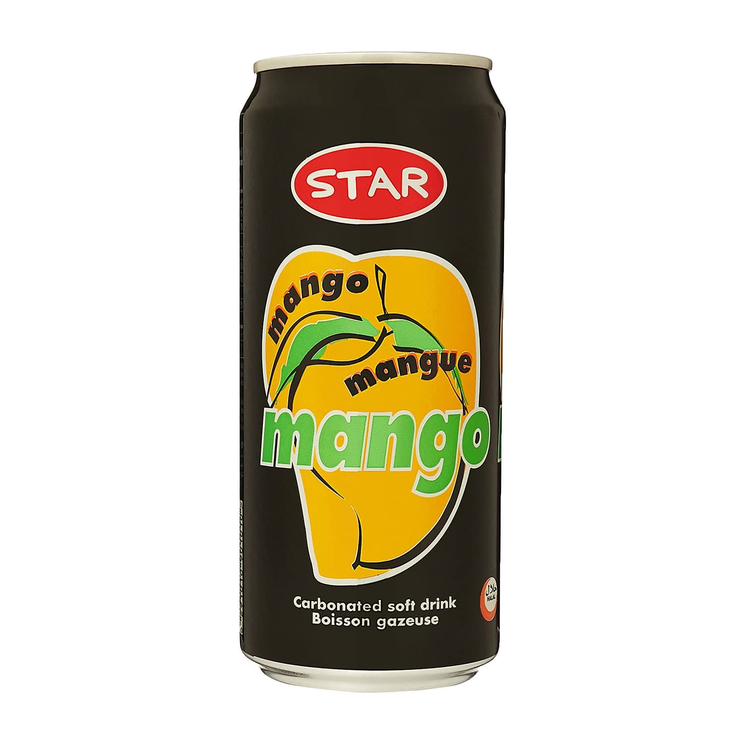 STAR Mango Flavoured Soft-Drink, refreshing and energizing carbonated Mango-Drink, 300ml Can