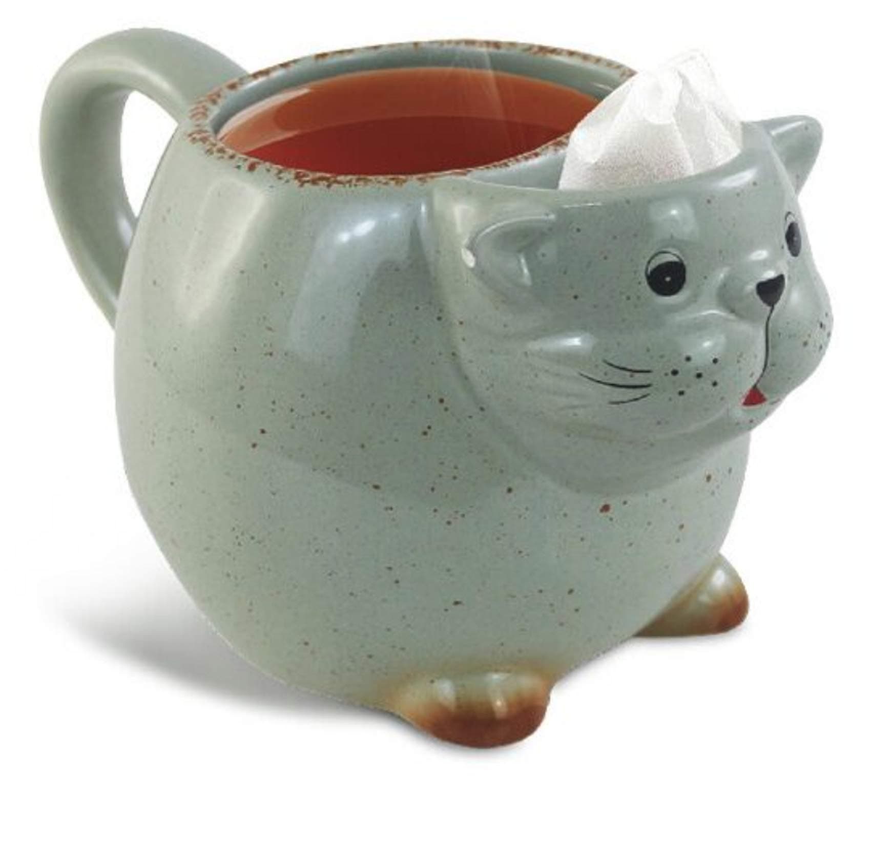 14oz Cat Tea Mug Green