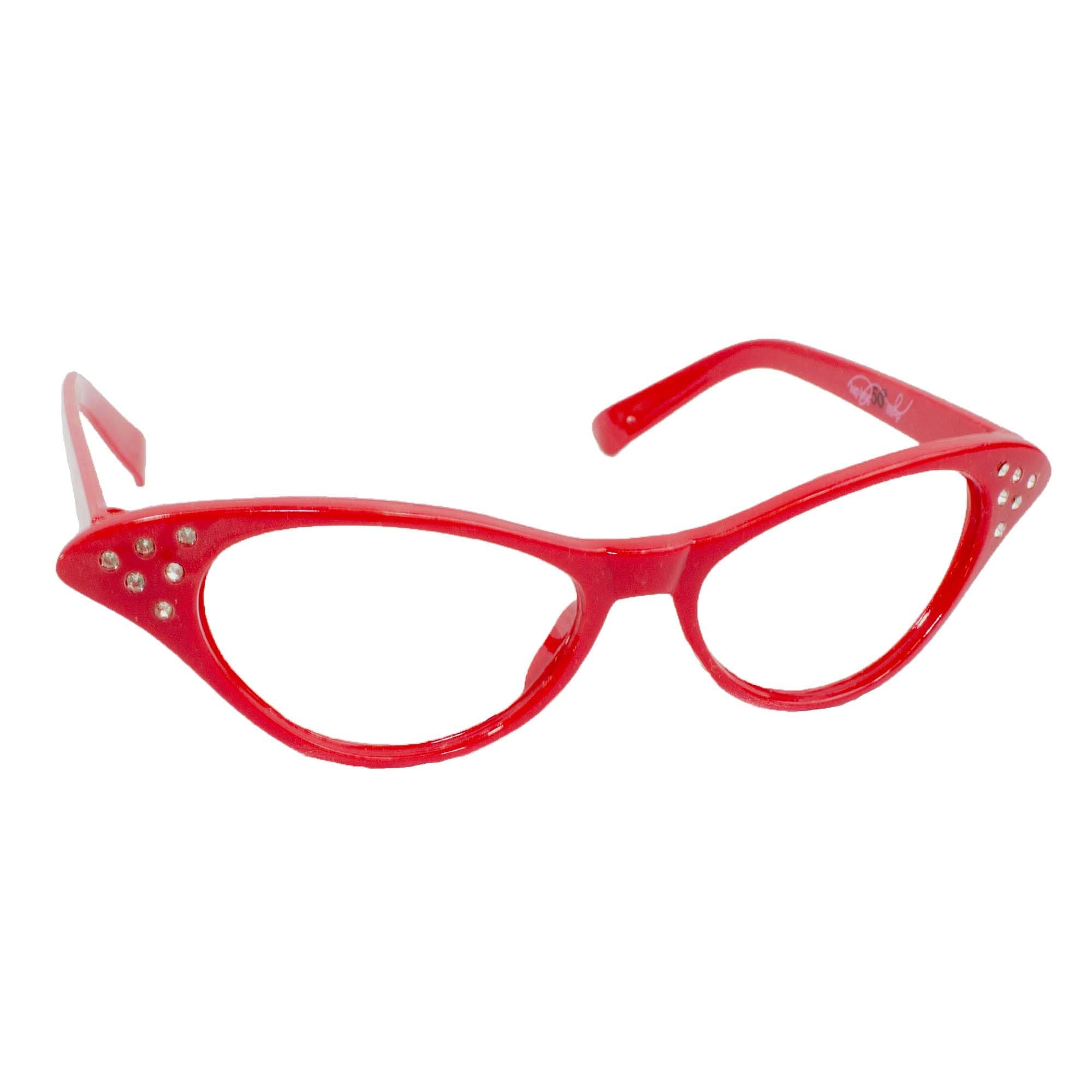 Hip Hop 50's Shop Womens Cat Eye Rhinestone Glasses