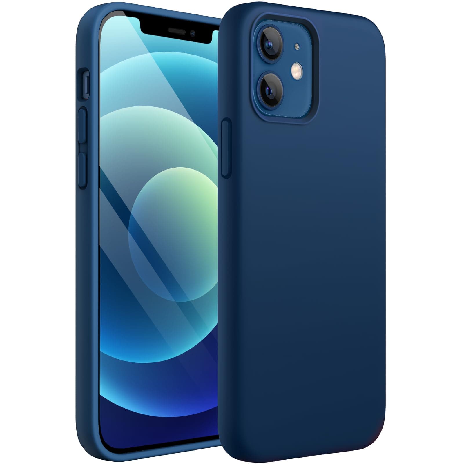 Silicone Case for iPhone 12/12 Pro 6.1-Inch, Silky-Soft Touch Full-Body Protective Phone Case, Shockproof Cover with Microfiber Lining (Cobalt Blue)