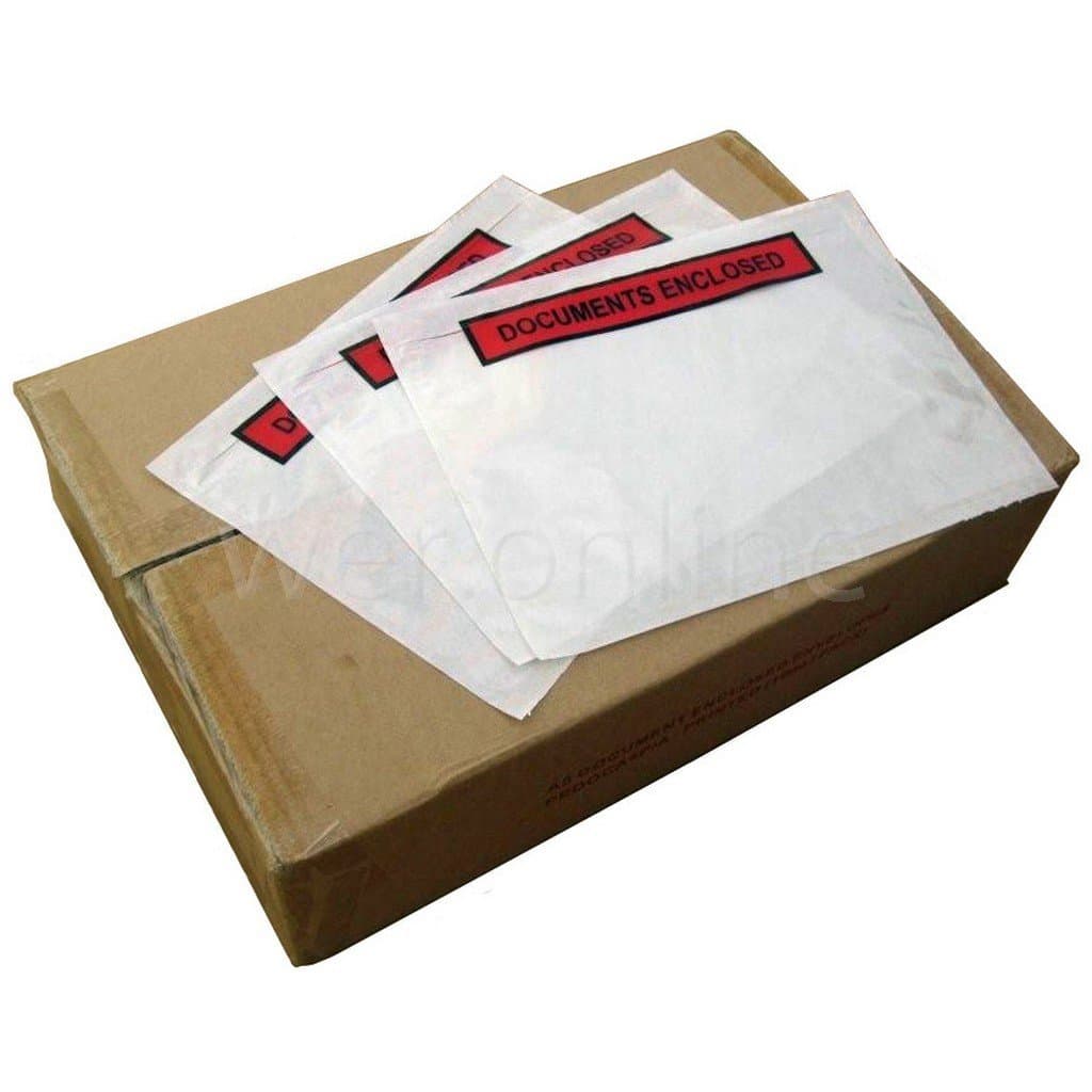 Packing-list Envelopes Polythene A7 Documents Enclosed 113x94mm Ref [Pack of 1000] Printed