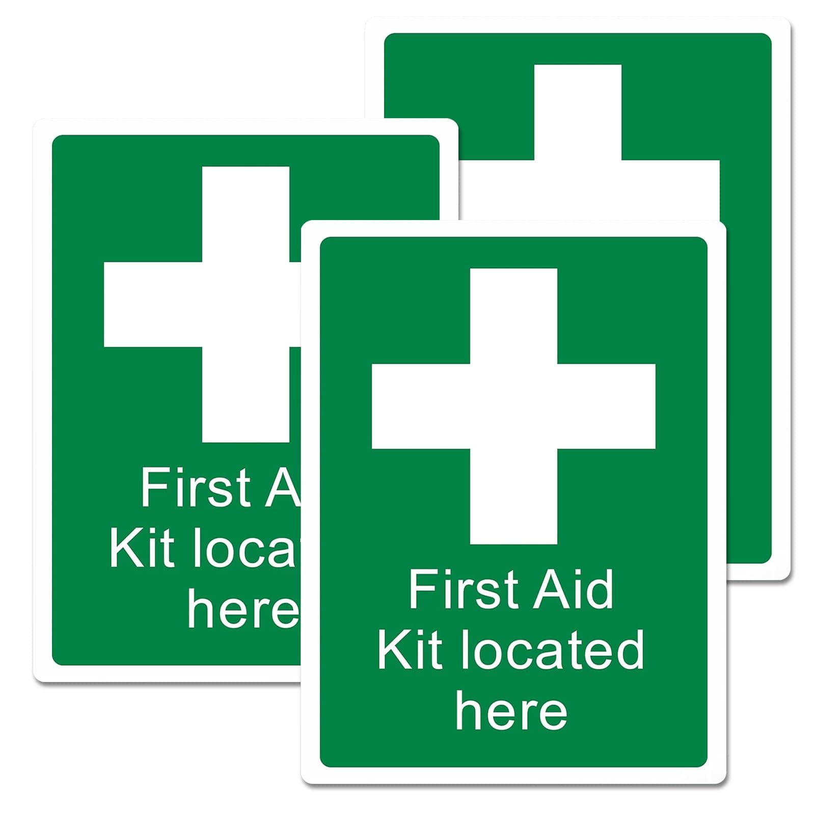 3Pcs First Aid Sign, First Aid Sticker, Self-Adhesive First Aider Signs, Safety Signs for First Aid Kit Stickers, First Aid Kit Sticker Located Here Safety Sign(15 x 20 cm)