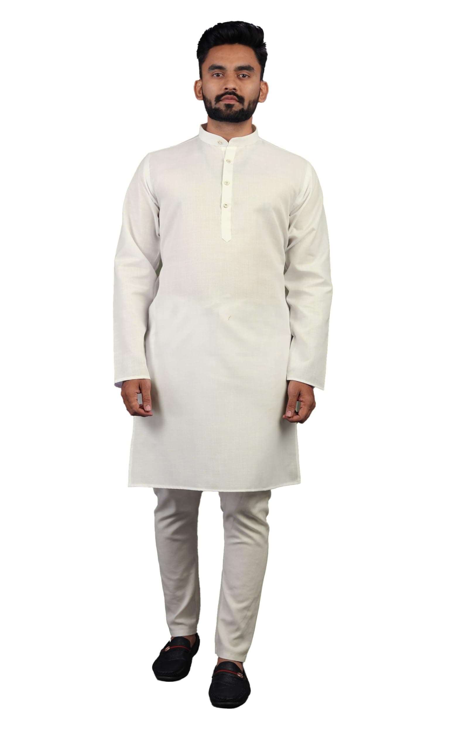 Enmozz® Multi Colored Cotton Plain Men's Ethnic Kurta Only