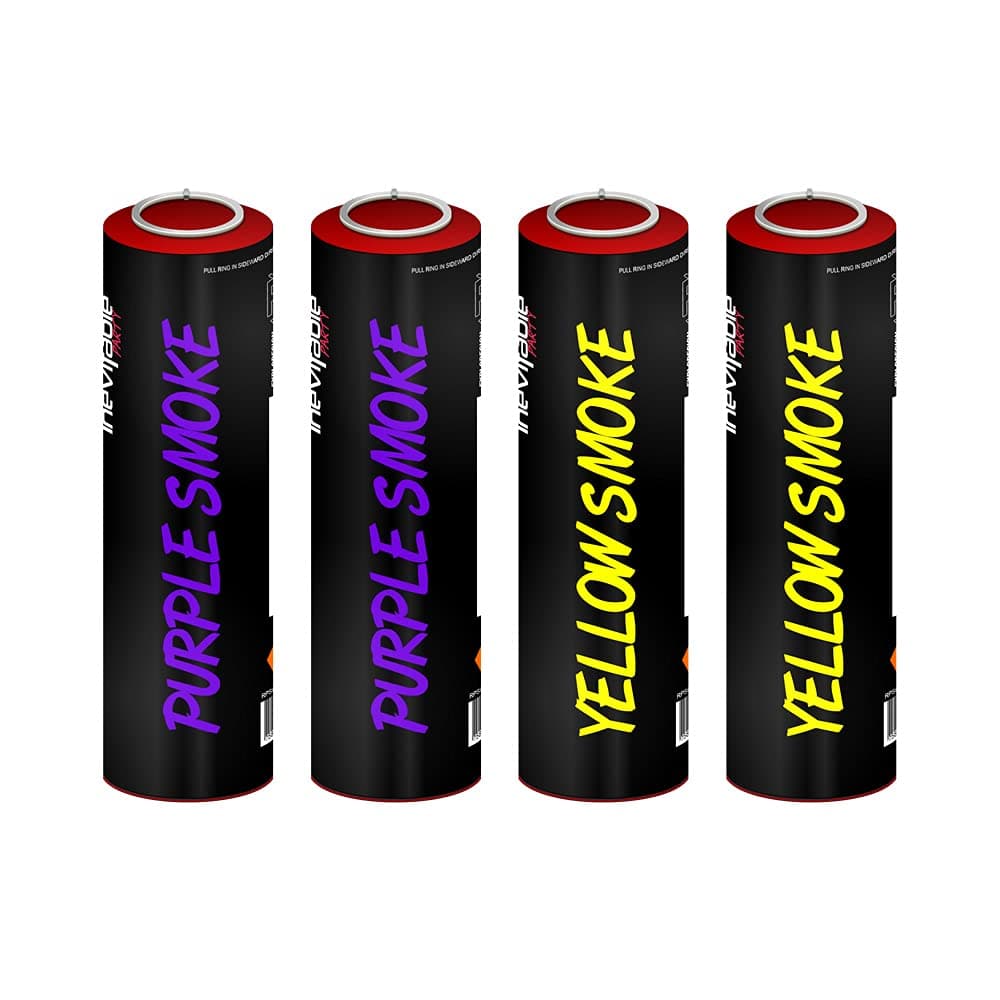 Pack of 4 Ring Pull Smoke Grenade Effects for Paintball, Weddings, Photoshoots & Special Effects (RPSGX4-PPYY)