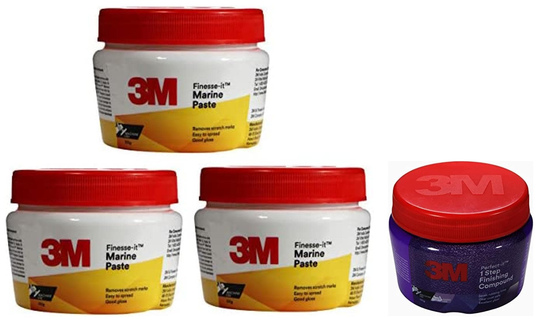 3M Finesse-It Marine Paste Compound-White 100g - Pack of 3 & 3M Perfect-It 1-Step Finish Compound (100 g) | Remove Minor Scratches