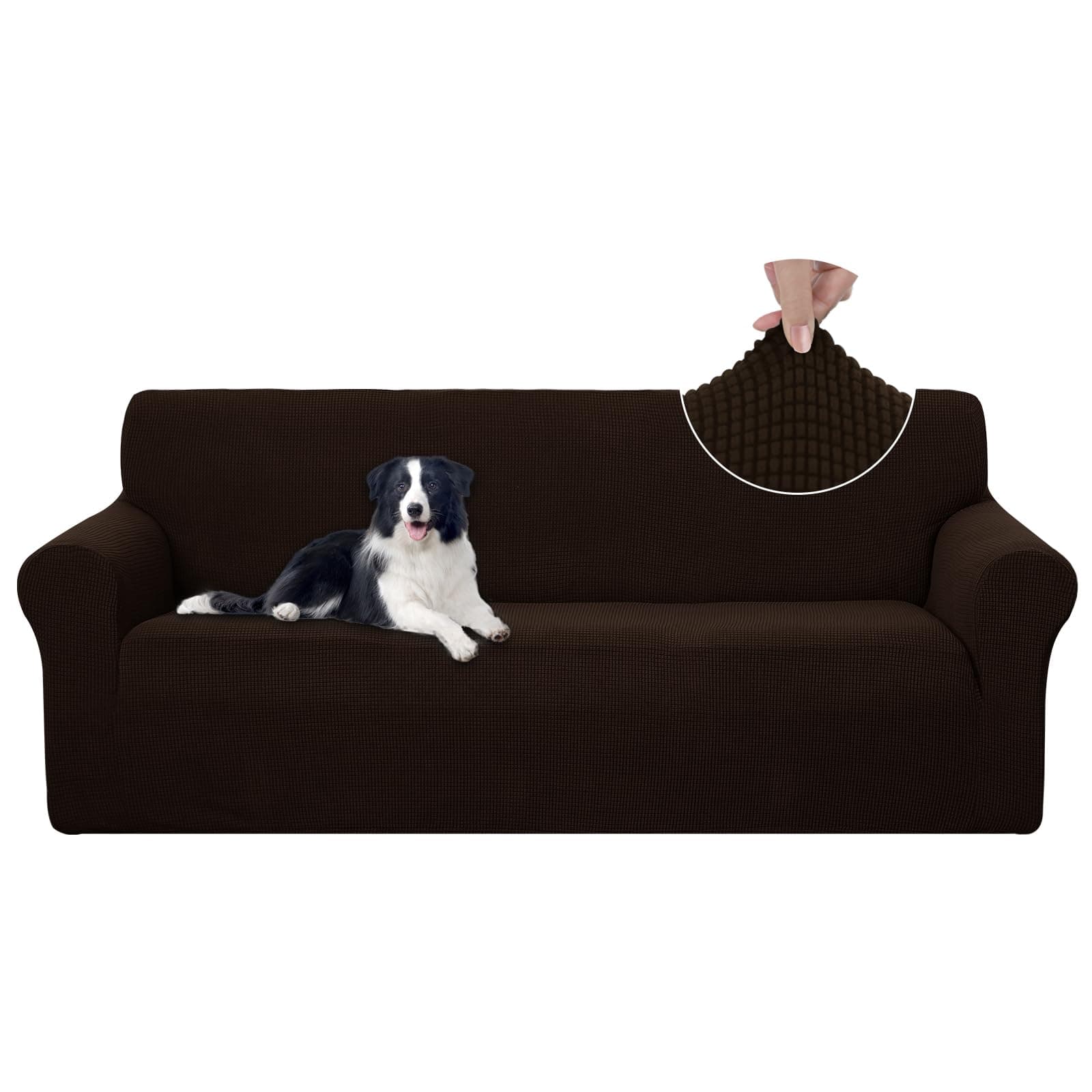 Stretch Couch Cover Sofa Cover Washable Sofa Slipcover Furniture Protector for 3 Cushion Couch Sofa Pet Friendly(Sofa, Chocolate)