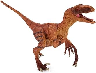 Zappi Co Childrens Velociraptor Orange Dinosaur Figure Toy (23cm Length) Realistic Detailed Dino Collection for Kids - Action Figures for Playtime Fun & Learning