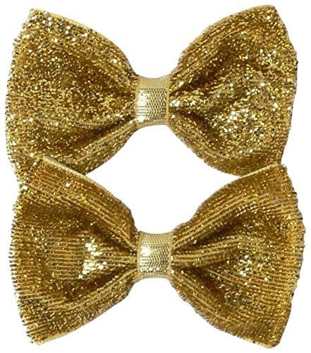 Bows Arts Diamond Dust Velvet Infant Flat Bow 2 Pc Pack, Gold