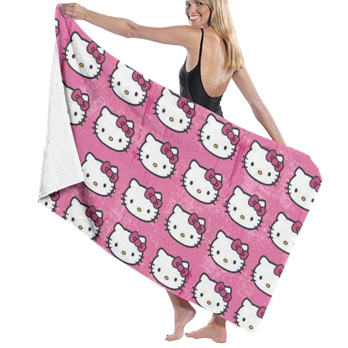 BANDAO Hello Kitty Pattern Fast Dry Highly Absorbent Multipurpose Use Bath Towels Beach Towels Pool Towels 31" X 51" for Women Men