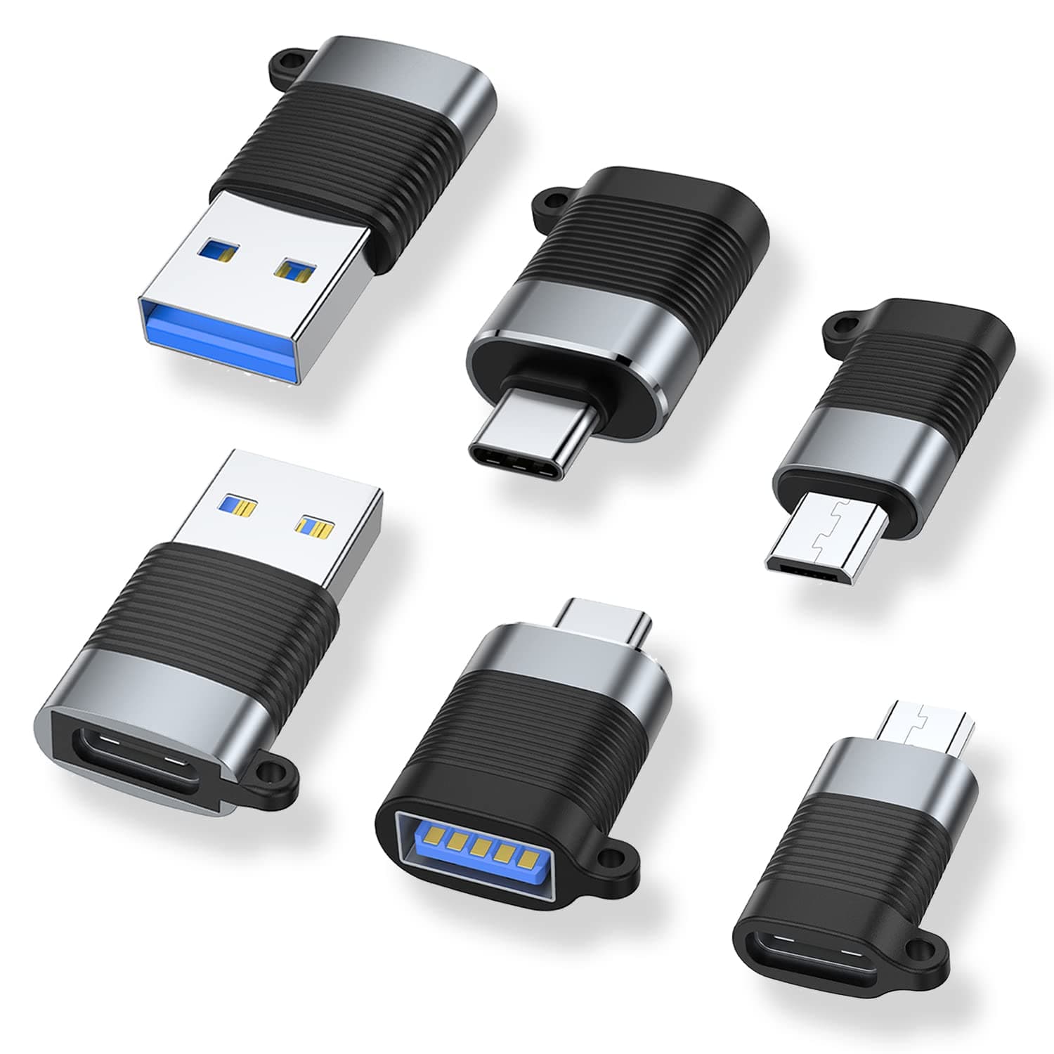 AreMe USB C Adapter (6 Pack), Micro USB Male to USB C Female Adapter, USB 3.0 to Type C Converter Connector