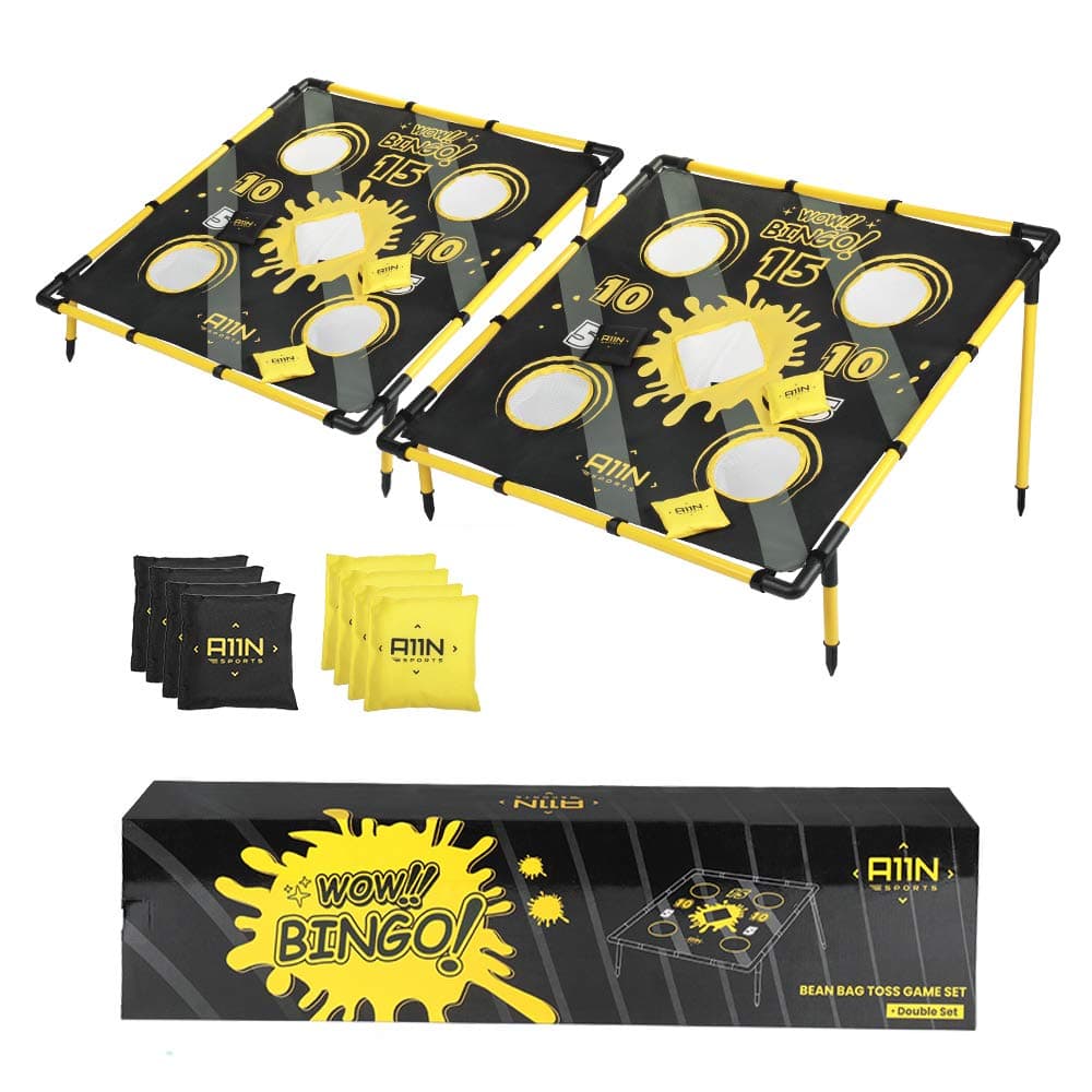 A11N Portable 2 in 1 Cornhole Game Set for Bean Bag Toss & Golf Cornhole Chipping Game - with 8 Bean Bags & Carrying Bag