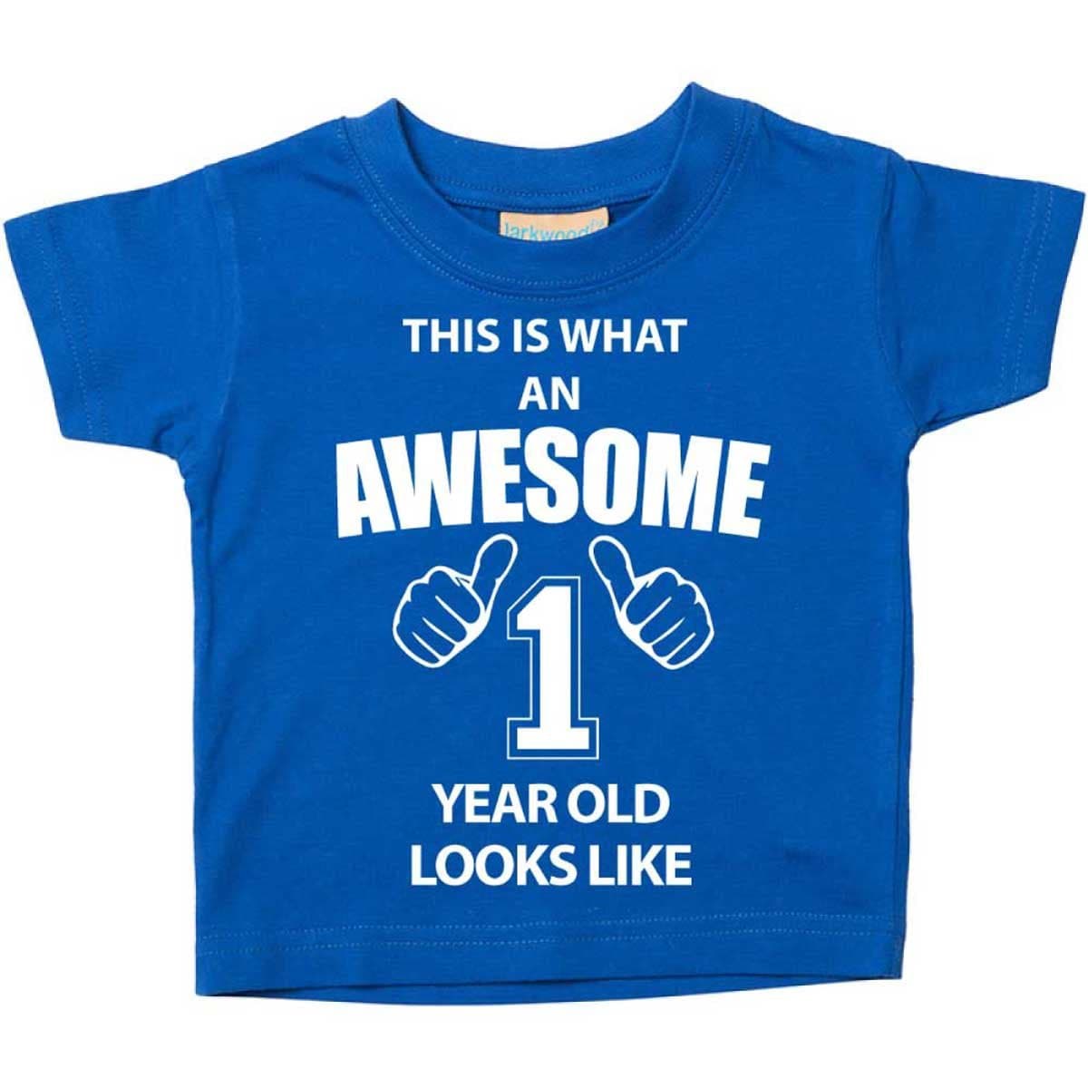 60 Second MakeoverLimited This is What an Awesome 1 Year Old Looks Like Perfect 1st Birthday Gifts for Boys and Girls, First Birthday Outfit, Present for 1 Year Old Blue Tshirt