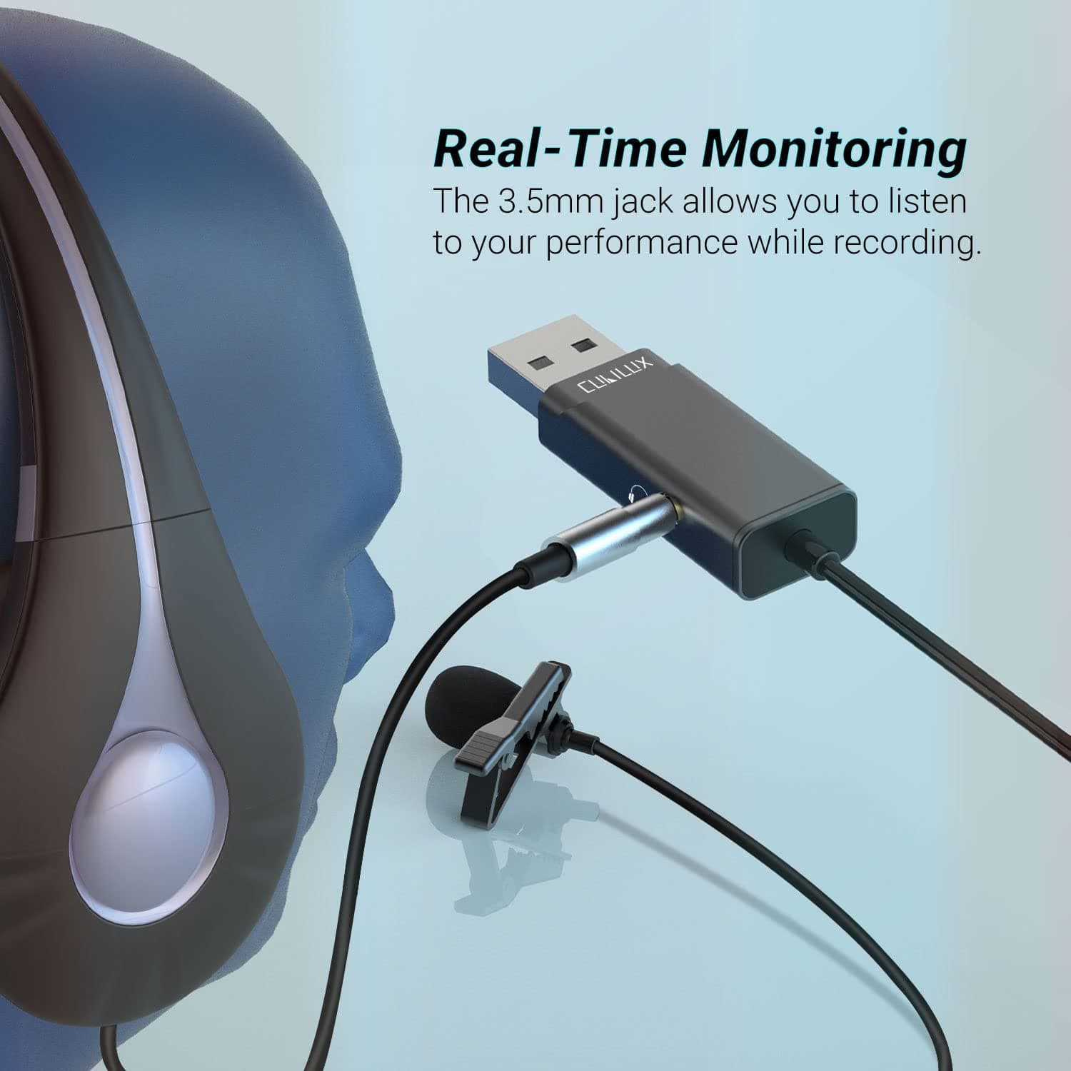 USB Lavalier Microphone with 3.5mm Jack