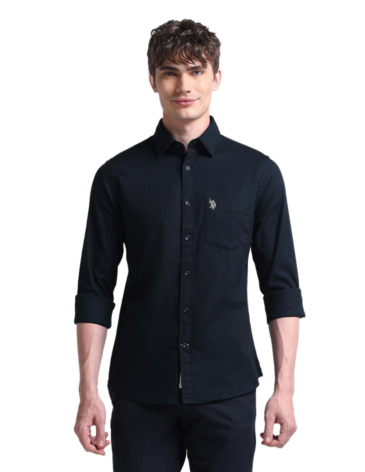 U.S. POLO ASSN.Men's Solid Cotton Dobby Tailored Fit Shirt