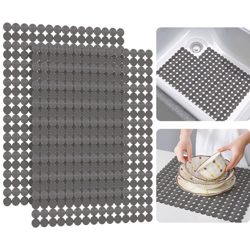 2-Pack Kitchen Sink Mat: PVC Adjustable Sink Protector | Sink liner Pad | Dish Drying Mats, Easy to Clean & DIY Cut | 15.7 x 11.8 inch (Grey)