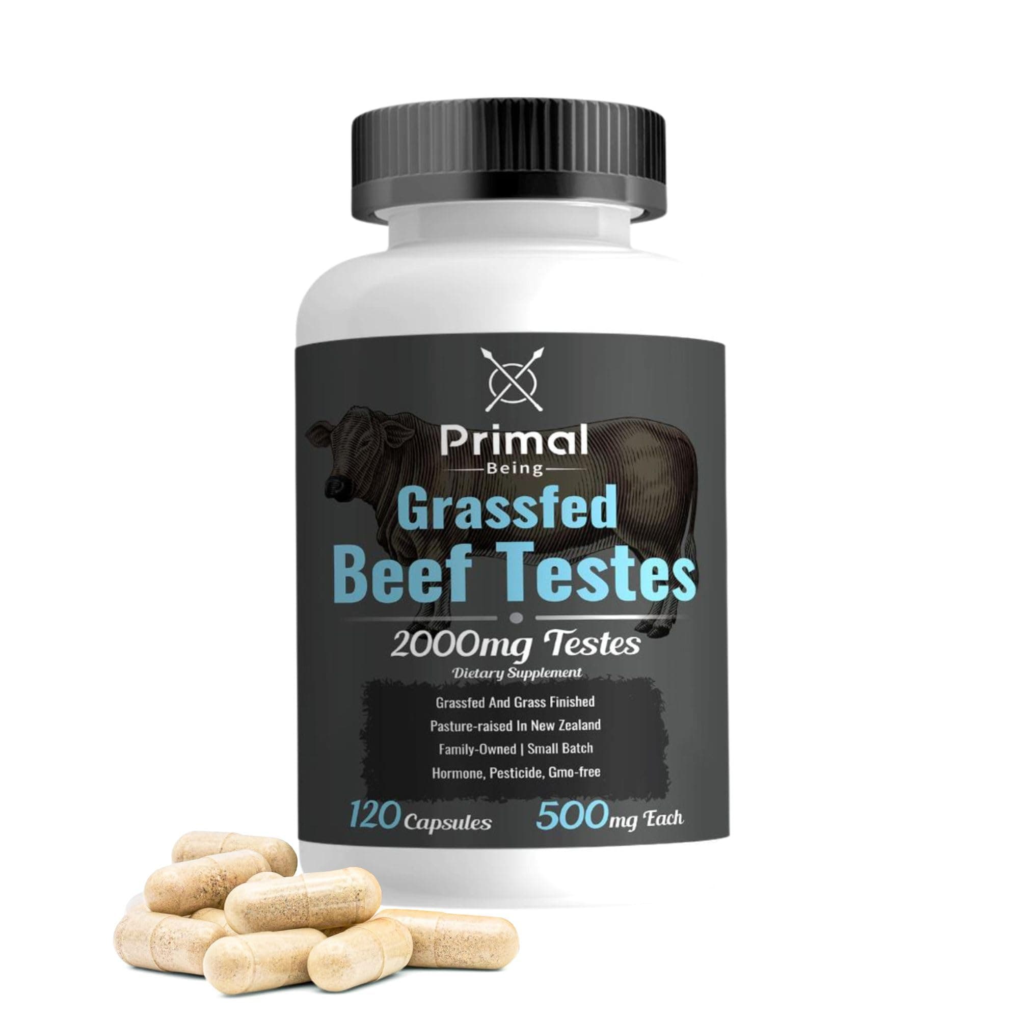 Grassfed Beef Testes Capsules – Nutrient-Dense Beef Organ Supplement for Men, New Zealand Sourced, 120 Capsules