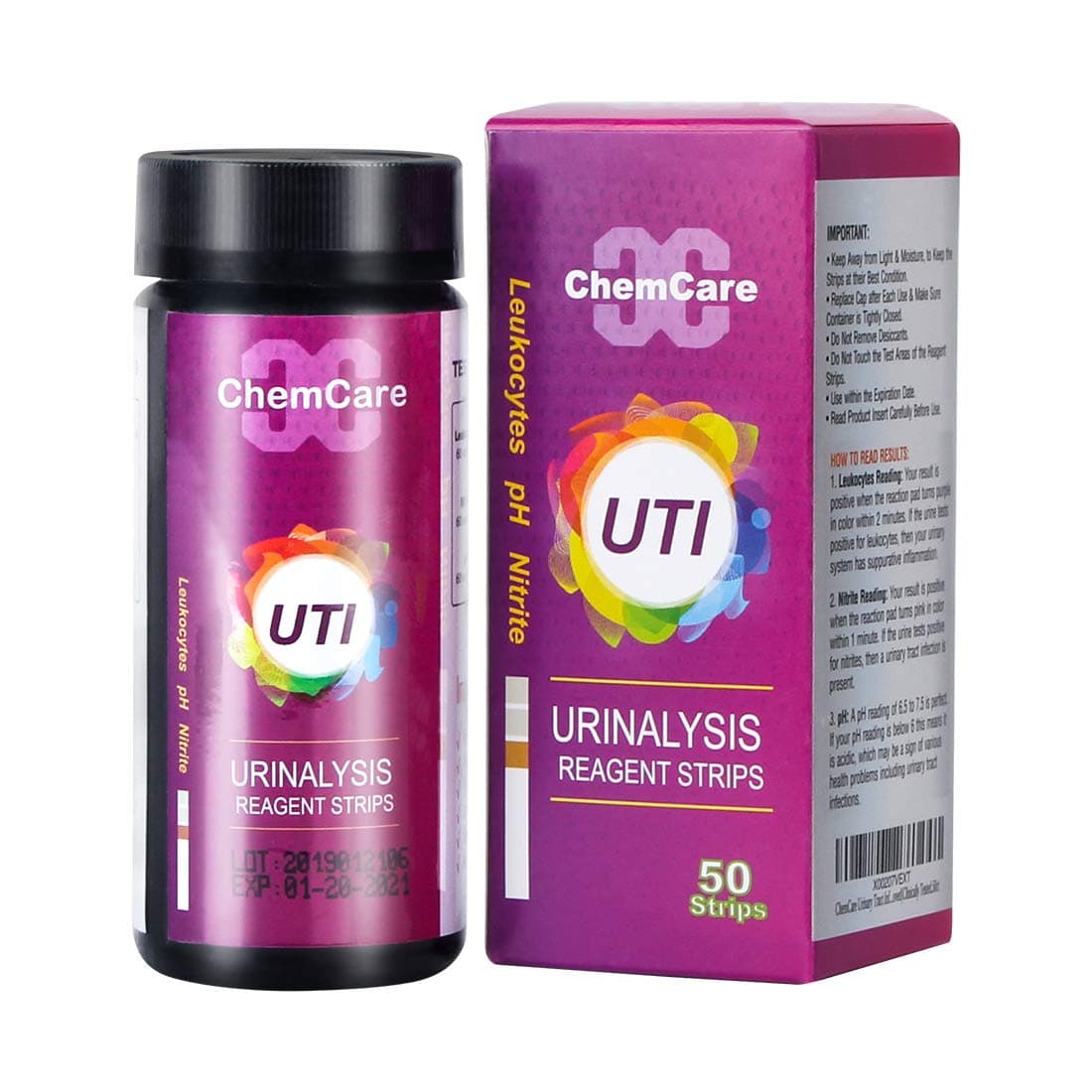 Urinary Tract Infection Test Strips,Accurate UTI Test Strips for Leukocytes, Nitrite and PH Test 50ct