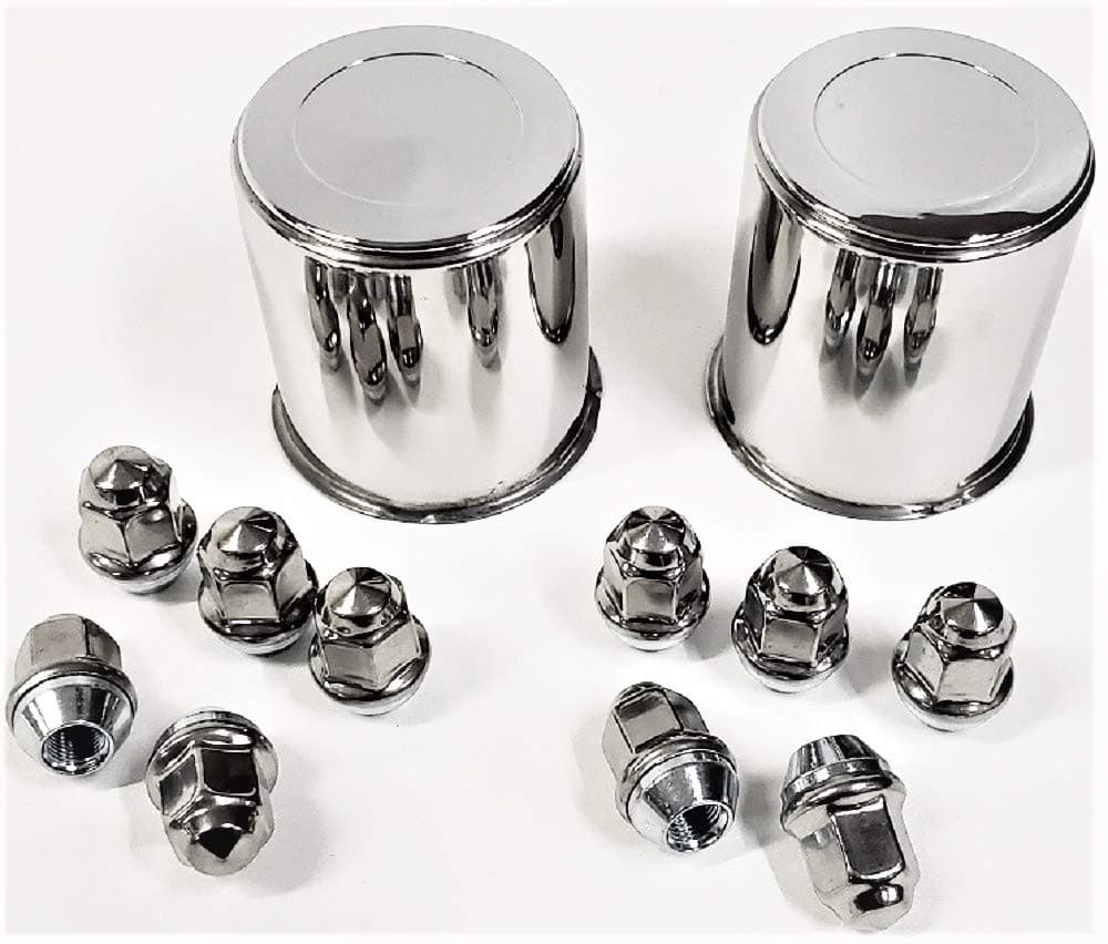 - eCustomrim 2-Pack Trailer Wheel Lug and Cap Sets - Stainless Hub Cover With 10 Capped Stainless Lug Nuts For 3.19 Inch Bore