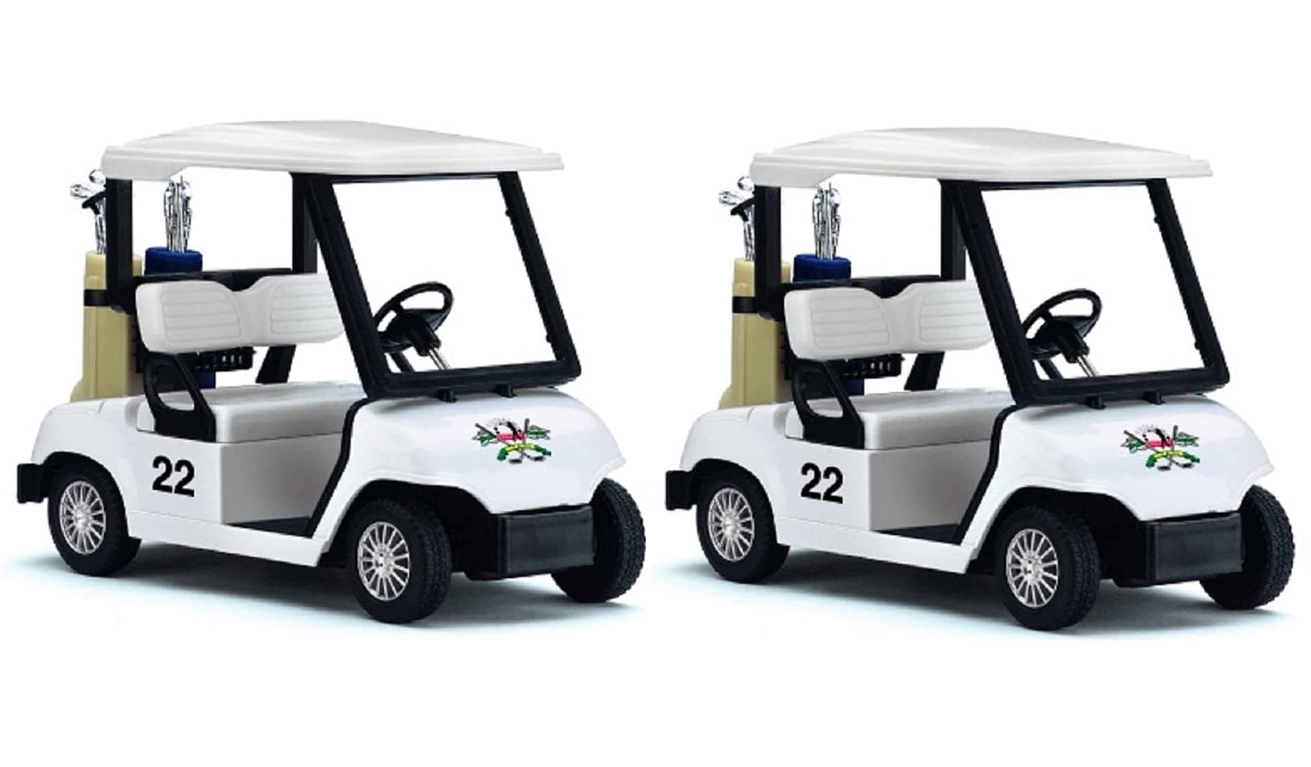 KinsFun - Golf Cart 4½" Die Cast Metal Model Pullback Action Toy (White 2Set)