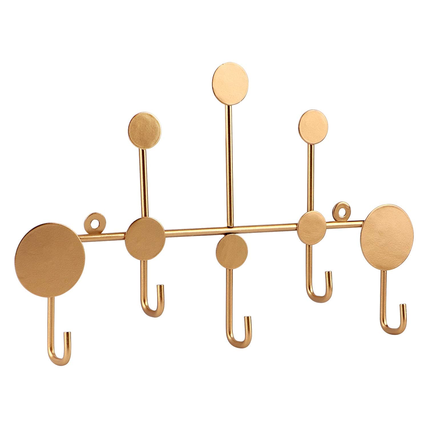 dedoot Coat Hooks Wall Mounted, Metal Coat Rack 5-Hook Gold Heavy Duty Entryway Hook for Clothes Hat Key Towel and Bag