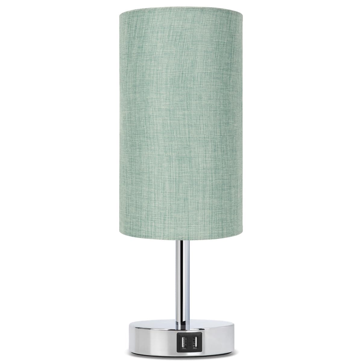 Yarra-DecorBedside Lamp with USB Port - Touch Control Table Lamp for Bedroom, Dimmable 3-Way Bedside Table Lamp with Round Denim Fabric Shade for Living Room, Dorm, Home Office (LED Bulb Included)