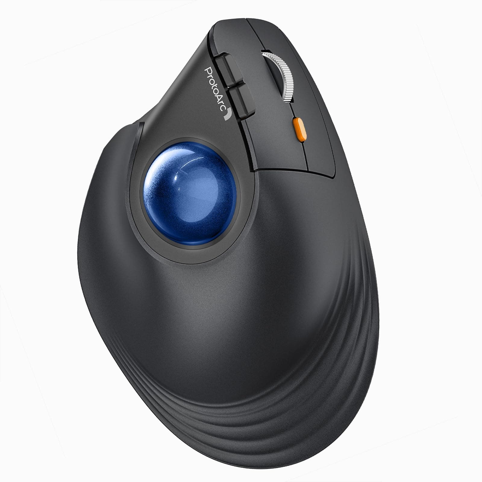 Vertical Wireless Trackball Mouse, EM05 NL Bluetooth Ergonomic Rollerball Mouse Rechargeable Computer Laptop Thumb Mice, 3 Device Connection, Compatible with iPad, Mac, Windows, PC-Blue