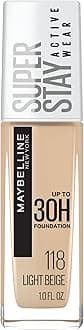 Maybelline Super Stay Full Coverage Liquid Foundation Active Wear Makeup, Up to 30Hr Wear, Transfer, Sweat & Water Resistant, Matte Finish, Light Beige, 1 Count