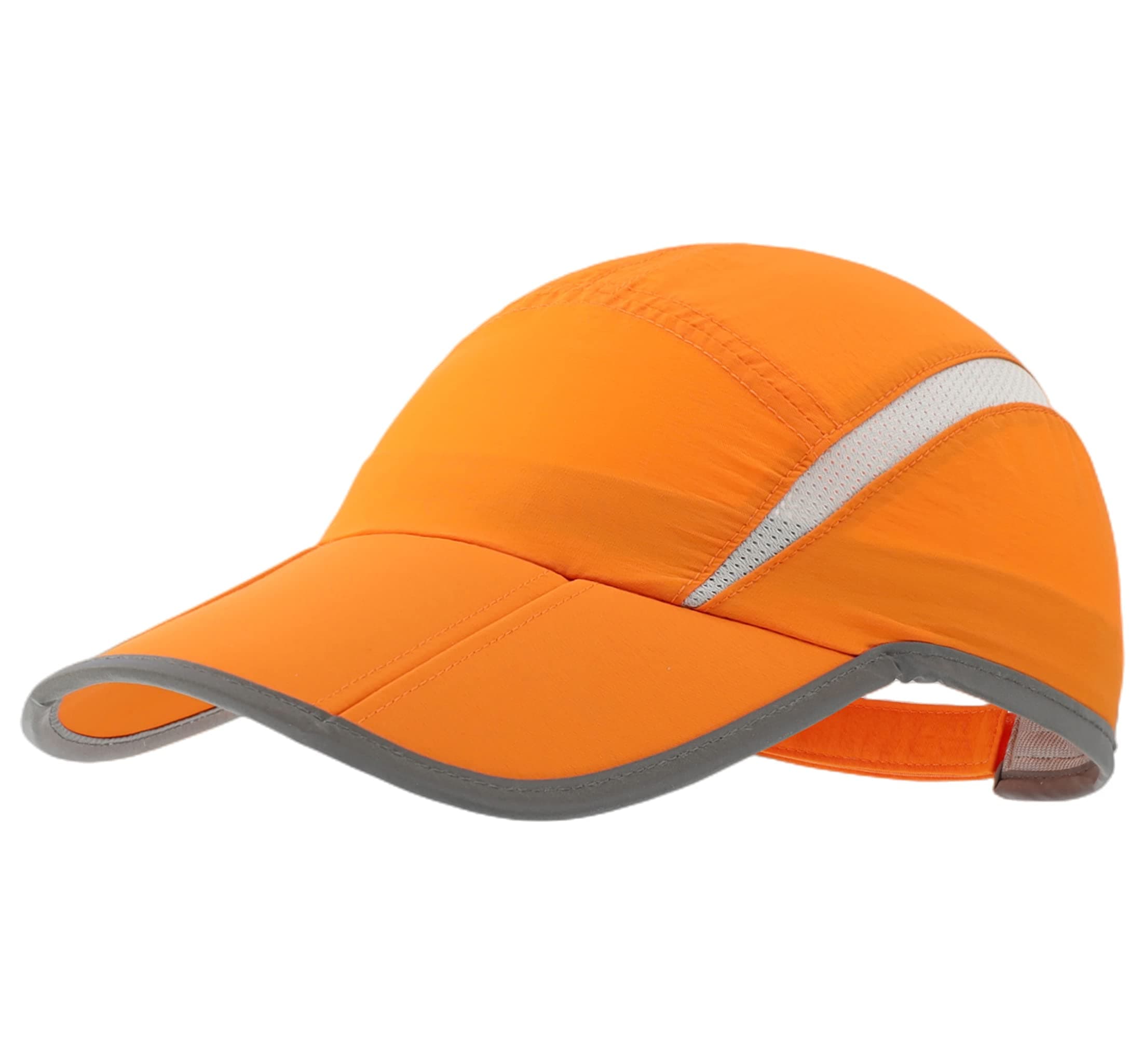 Foldable Mesh Sports Cap with Reflective Stripe Breathable Sun Runner Cap