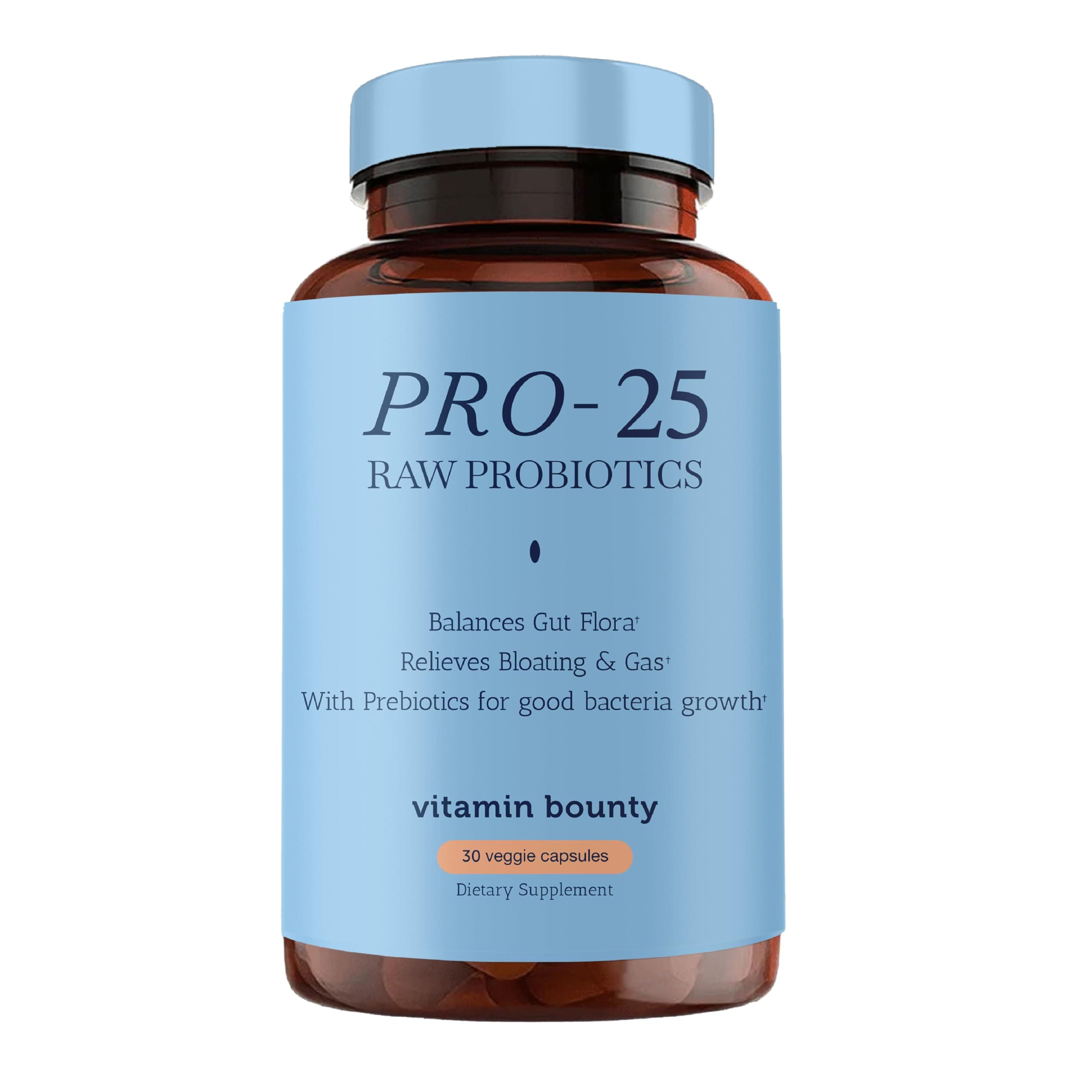 Vitamin Bounty Pro-25 Probiotic with Prebiotic - 25 Billion CFU for Men & Women - Digestive Health Support with Lactobacillus Acidophilus, Bifidobacterium - 30 Daily Capsules for Gut Health