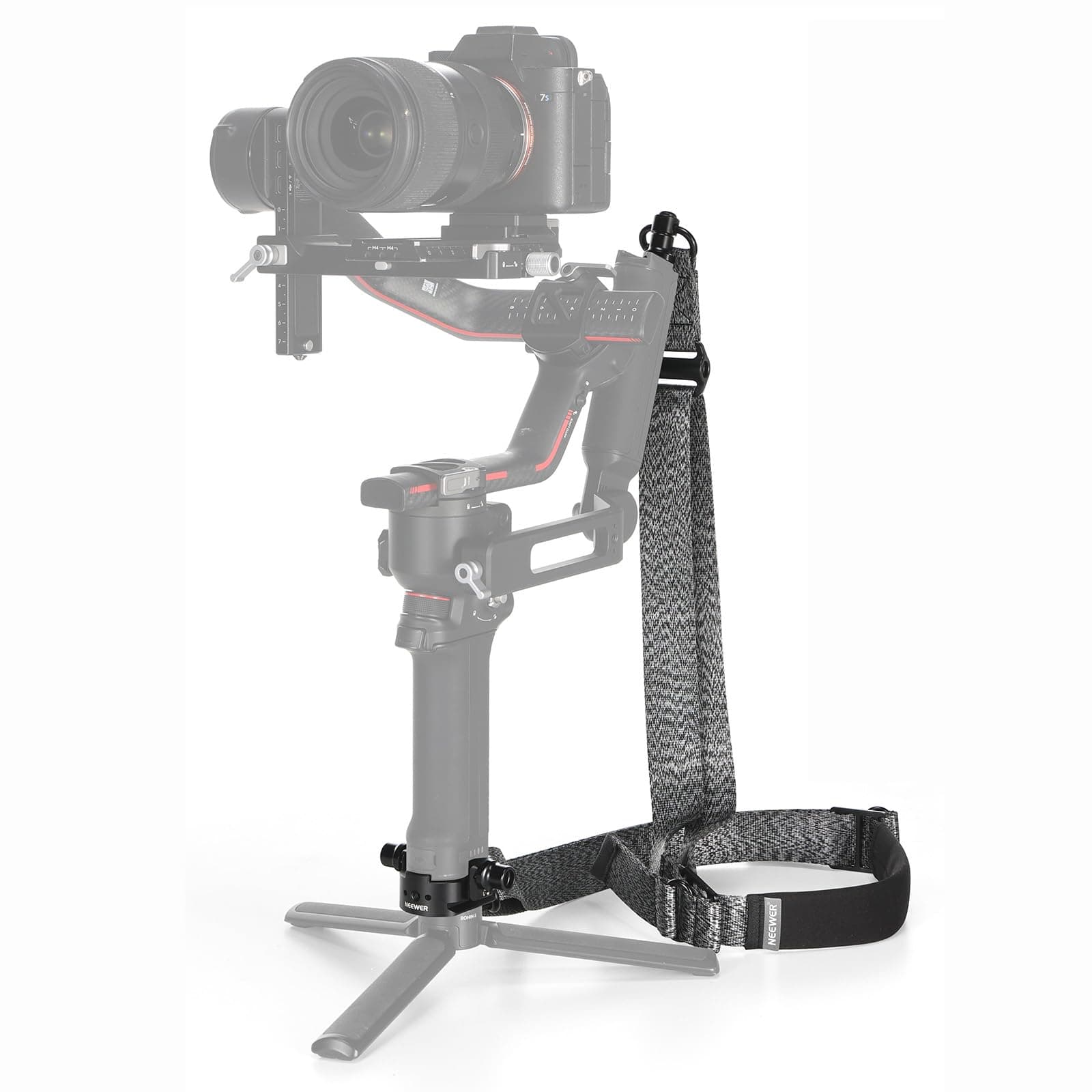 RS4 RS3 Gimbal Shoulder Strap, Weight Reducing Padded Adjustable Strap with Baseplate Quick Release QD Buckle Compatible with DJI RS 5 RS4 RS4Pro RS3 RS3Pro RS2 Sling Handle, Grey, GA016