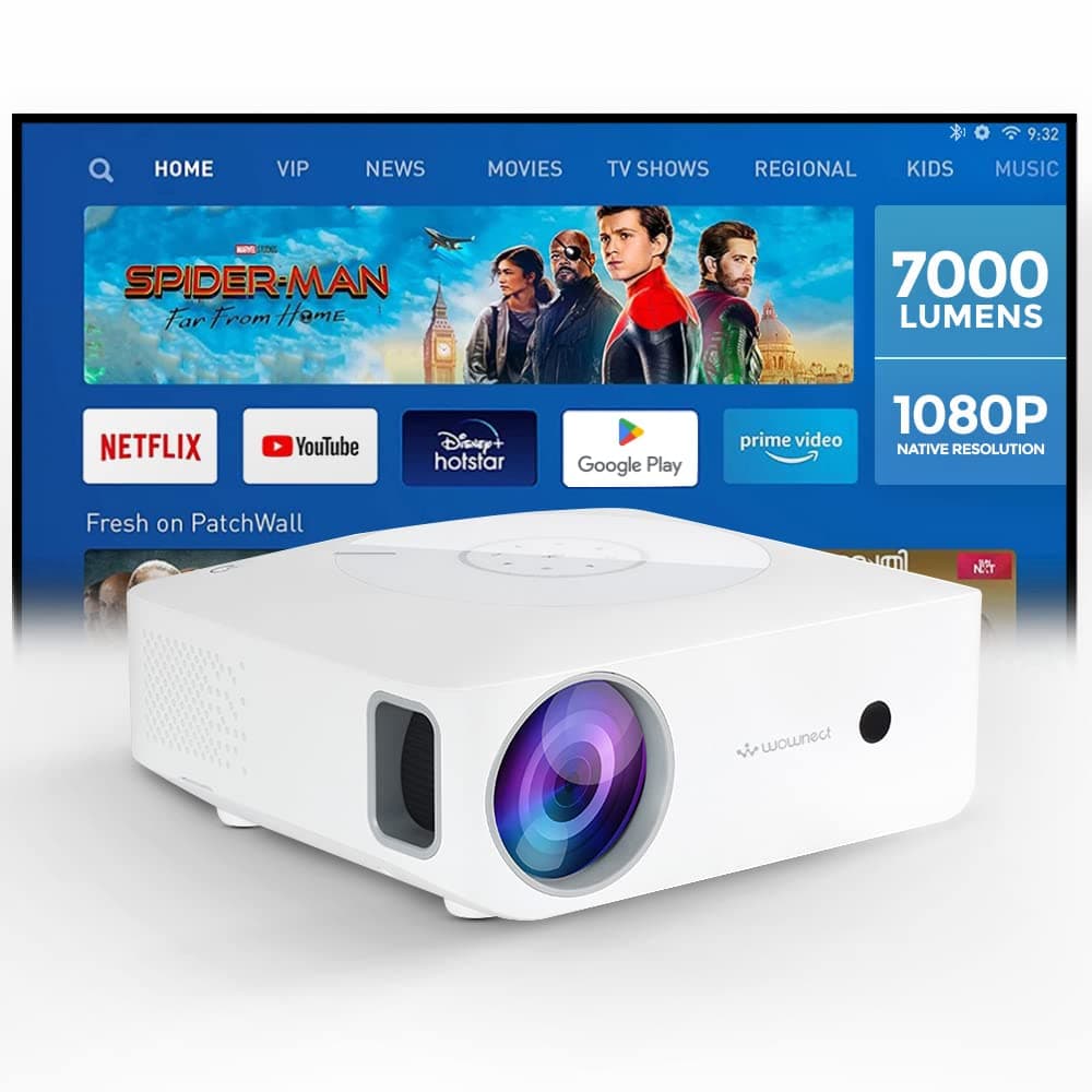 Wownect Android LED Projector 7000 Lumens | 4K Support 1080P Full HD Portable Outdoor Projector with 300" Display | Android 9.0 TV, Download Apps, 5G WiFi &Bluetooth| Home Theater Video Projector