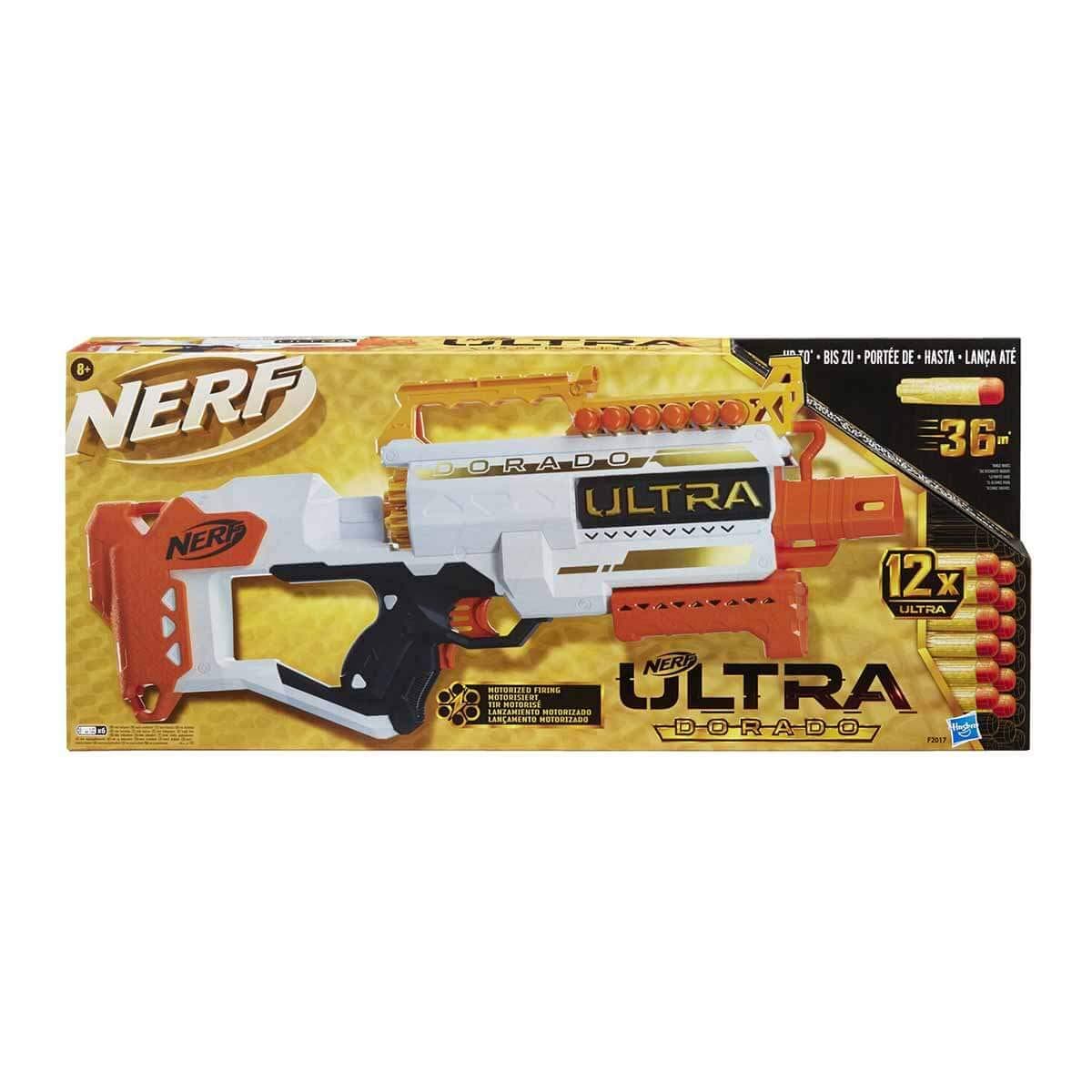 Nerf Ultra Dorado Motorized Blaster, Gold Accents, Fast-Back Loading, 12 Darts, Compatible Only With Nerf Ultra Darts