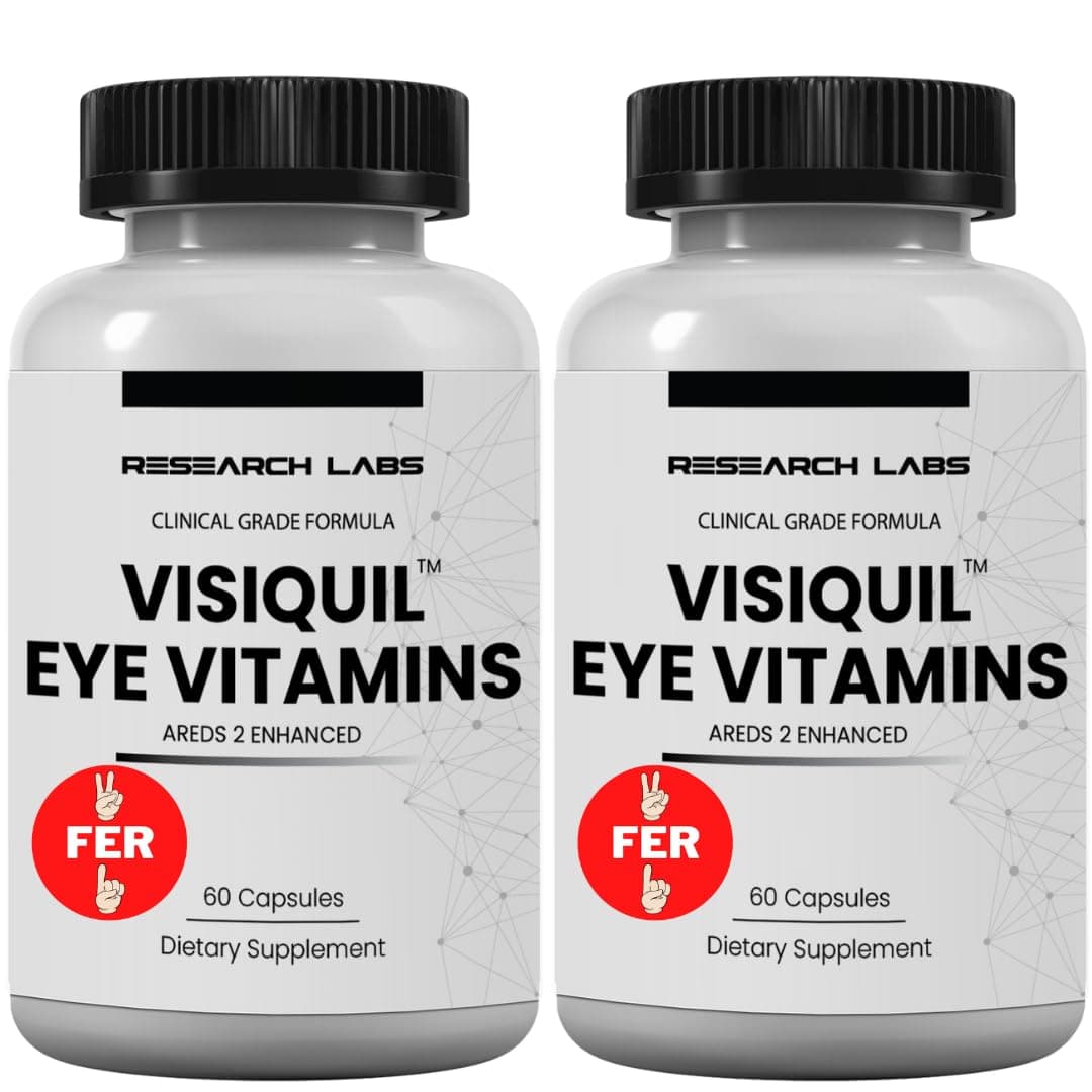 Eye Vitamins Enhanced Absorption AREDS 2 Plus Formula 20mg Lutein, 10mg Zeaxanthin, Bilberry, Eyebright, Zinc, ALA, Quercetin & Other Proven Ingredients to Fight Macular Degeneration