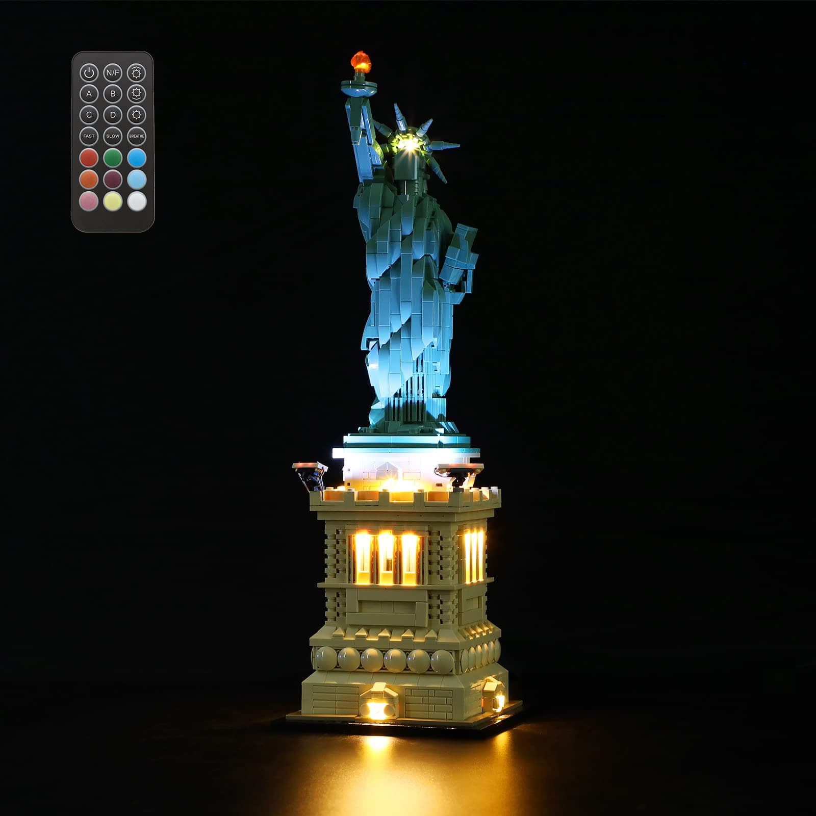 LED Light Kit (Remote Control) Compatible with Lego Statue of Liberty - Lighting Set for Architecture 21042 (Model Set Not Included)