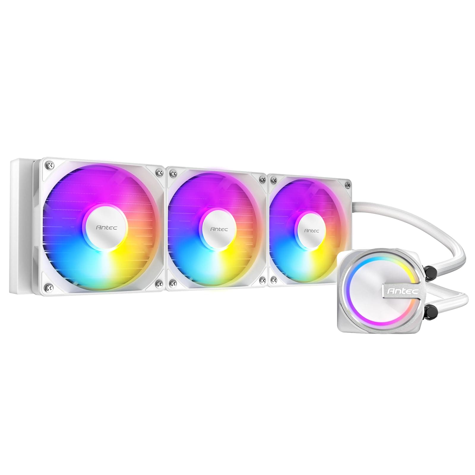 Antec Skeleton 360 ARGB White Liquid CPU Cooler, 360mm Radiator, High-Performance Pump, 3 x 120mm PWM ARGB Fans, Copper Base, Intel LGA 115X/1200/1700/20XX, AMD AM4/AM5, White