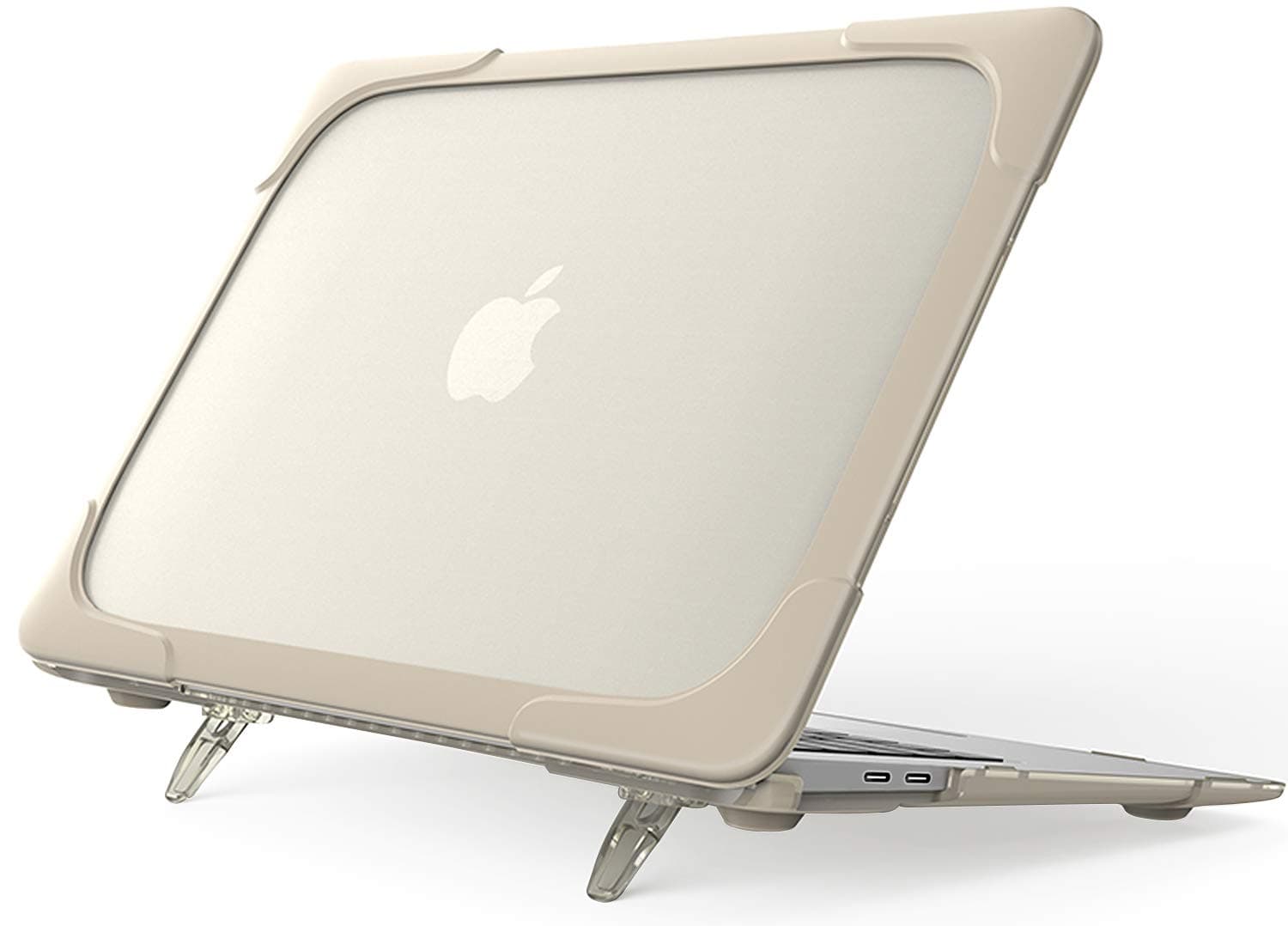 ProCase MacBook Air 13 Inch Case 2020 2019 2018 Release A2337 M1 A2179 A1932, Heavy Duty Slim Hard Shell Protective Cover with Fold Kickstand for MacBook Air 13 Retina with Touch ID -Khaki