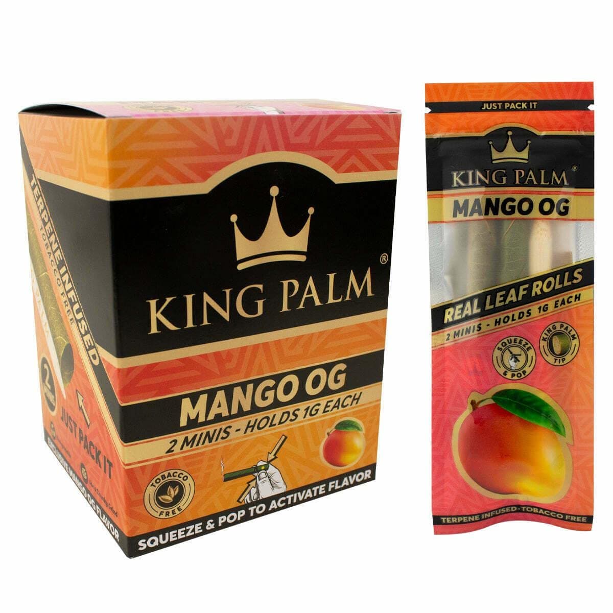 King Palm Mango OG PreRoll Rolling Paper - Cordia Leaf Wrap - Mini Size 2/Pack