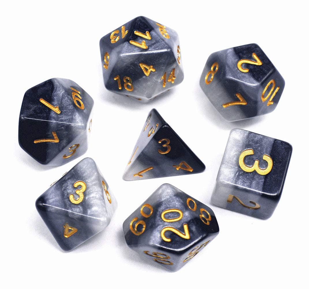 Flexble DND Polyhedral Game Dice 7-Die Dice Set for Dungeons and Dragons(D&D),RPG,Pathfinder, MTG,Math,Role Playing Games,Table Games Dice (Black)