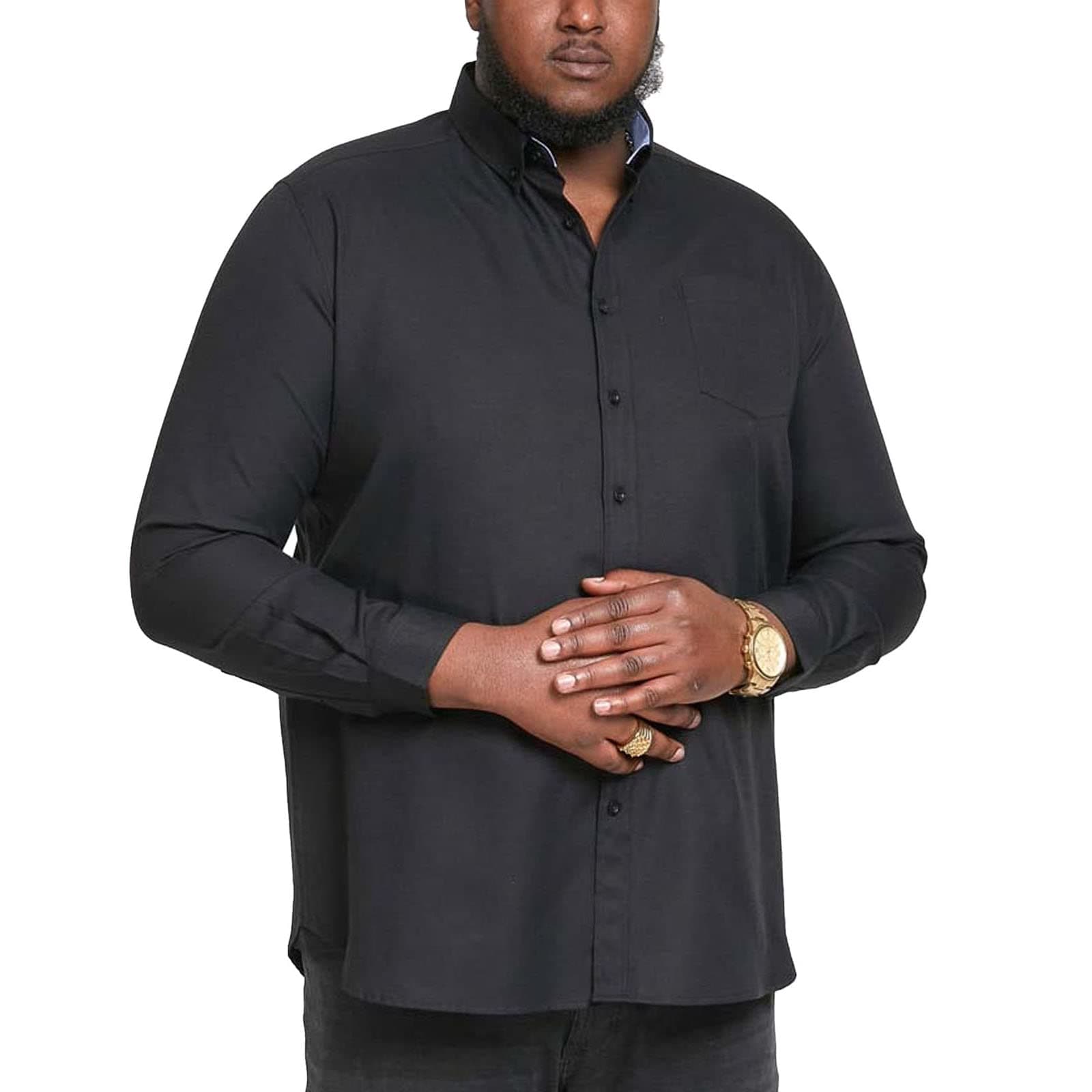 D555 Men's Plus Size Richard Basic Oxford Long Sleeve Shirt in 5 Colours 2XL to 6XL