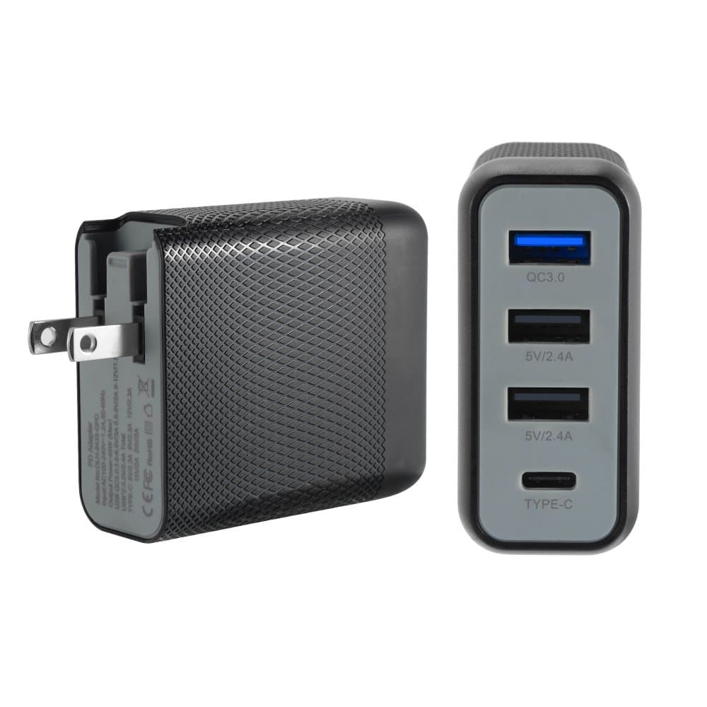 Travel Wall Charger,Tqka Foldable Plug USB Type-C PD Quick Charge QC 3.0 45W 4-Port Desktop Power Bank Charger Adapter Fast Charge，for iPhone X / 8 / 7 / 7 Plus / 6s / 6s Plus，Samsung Galaxy, HTC Nexus Mot