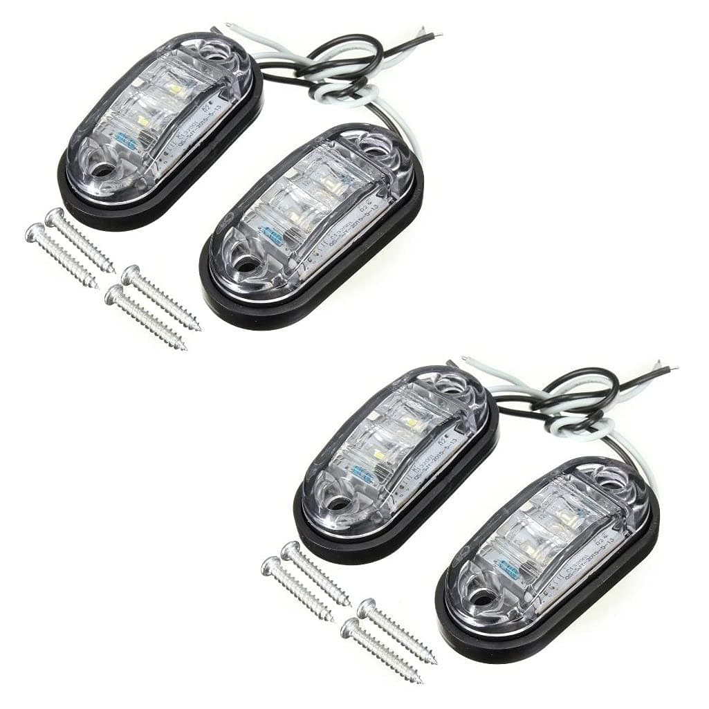 4 Pcs Oval LED Lamps Side Marker Lights, Front Rear Lights Universal Indicator of Position, for Truck Trailer Van Caravan Lorry Car Bus Boats, White