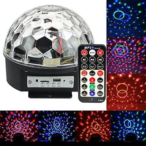 IVIDZ Rotating Strobe Wireless Bluetooth MP3 Stage Lights, Disco RGB Crystal Magic Ball With Speakers and a Remote Controller (KTV, Christmas Parties, Weddings, Clubs, Bars, Disco, DJ)