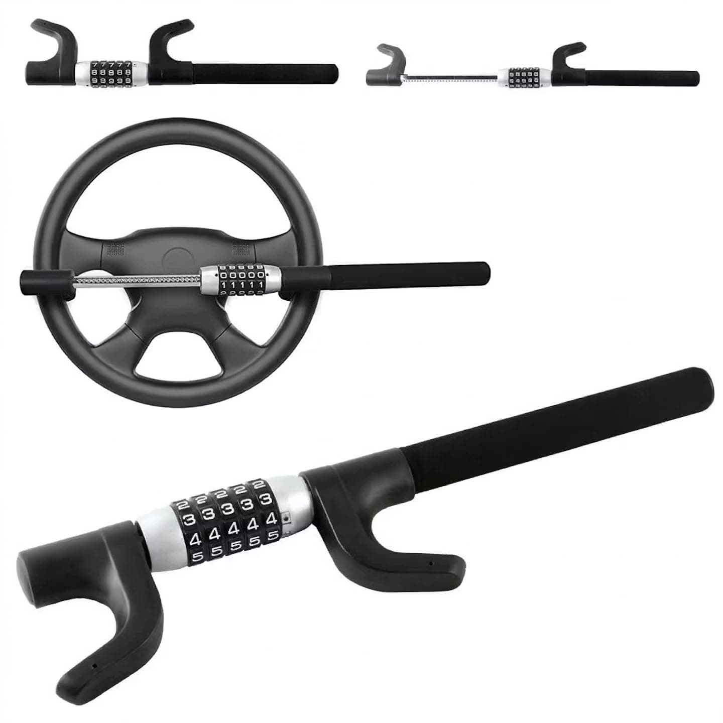 Universal Steering Wheel Lock 5 Digit Combination Wheel Lock car Anti-Theft Steering Wheel Lock Steering Lock Password Steering Wheel Keyless Lock for Cars, Trucks, SUV, Golf Carts, Trailers