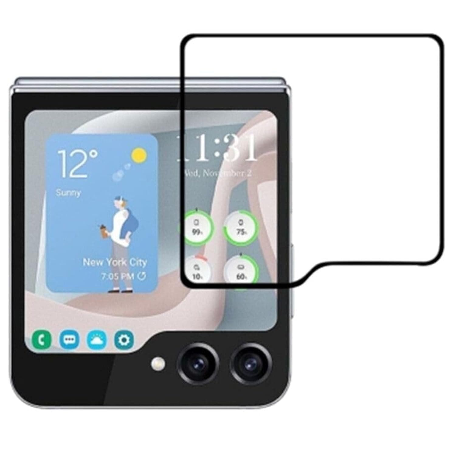 Zubitech Screen Protector for Samsung Galaxy Z Flip 6 Front Tempered Glass Full Coverage Screen Guard 9H Hardness Anti Fingerprint Scratch Resistance for Samsung Galaxy Z Flip 6 (5D Clear)