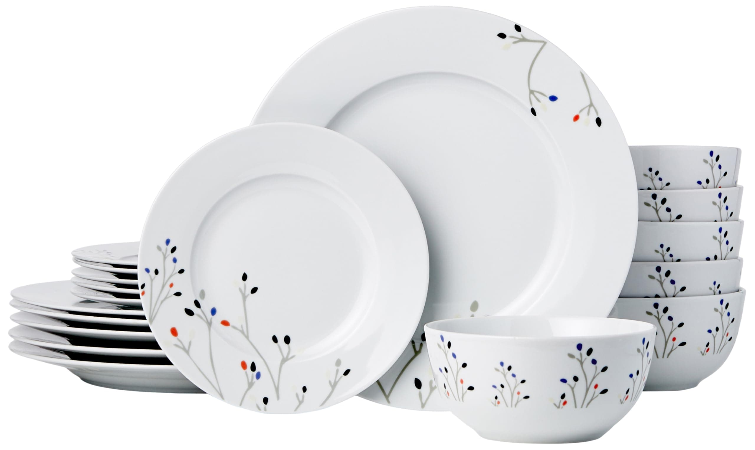 Amazon Basics 18-Piece Dinnerware Set - Branches, Service for 6