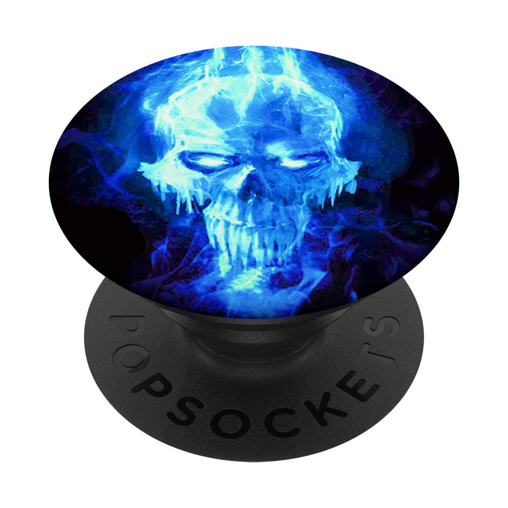 Flaming Blue Skull Pop Socket - Skull On Fire PopSockets PopGrip: Swappable Grip for Phones & Tablets