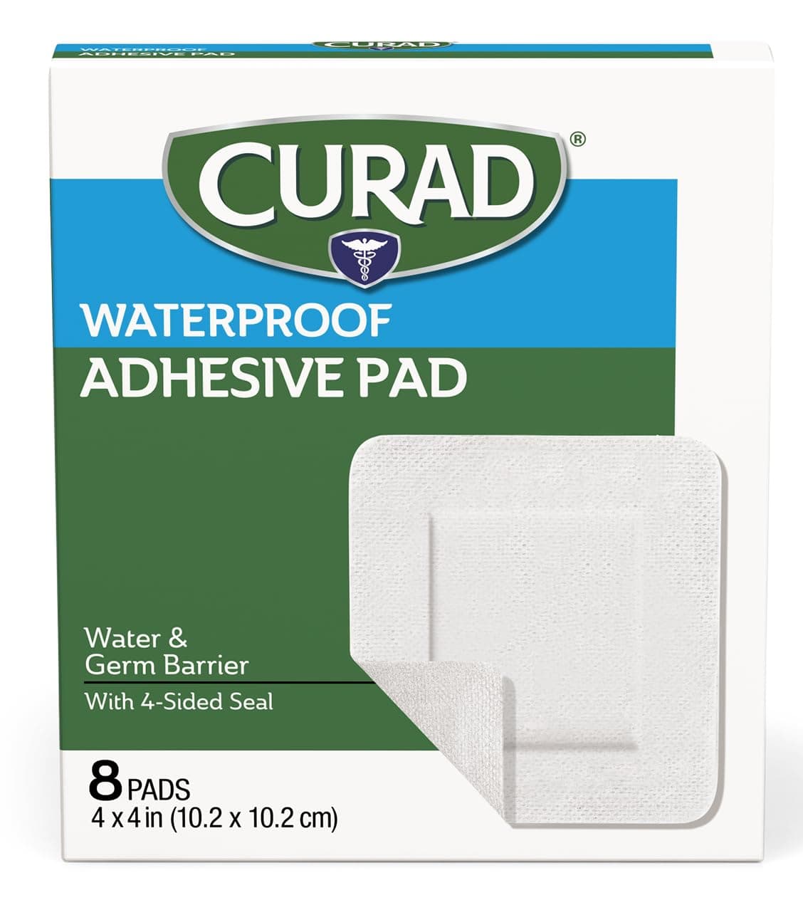 White Waterproof Adhesive Pads, 4" x 4", Advanced Wound Care, 1 Box, 8 Count