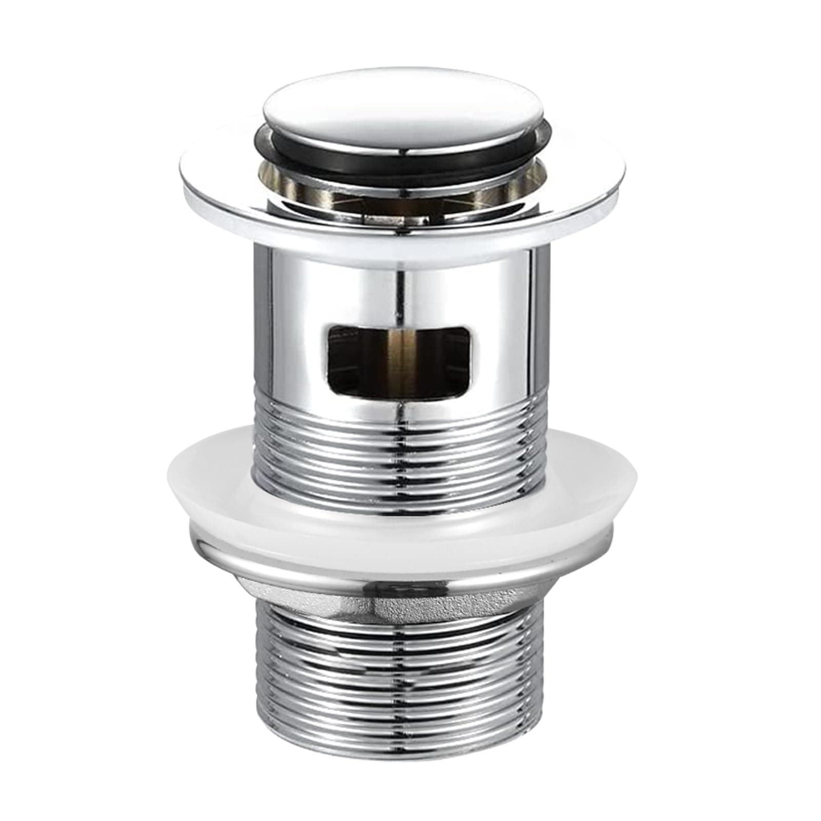 Pop up Basin Waste Slotted Click Clack Plug with Overflow Pop-up Bathroom Sink Waste Chrome 304 Stainless Steel